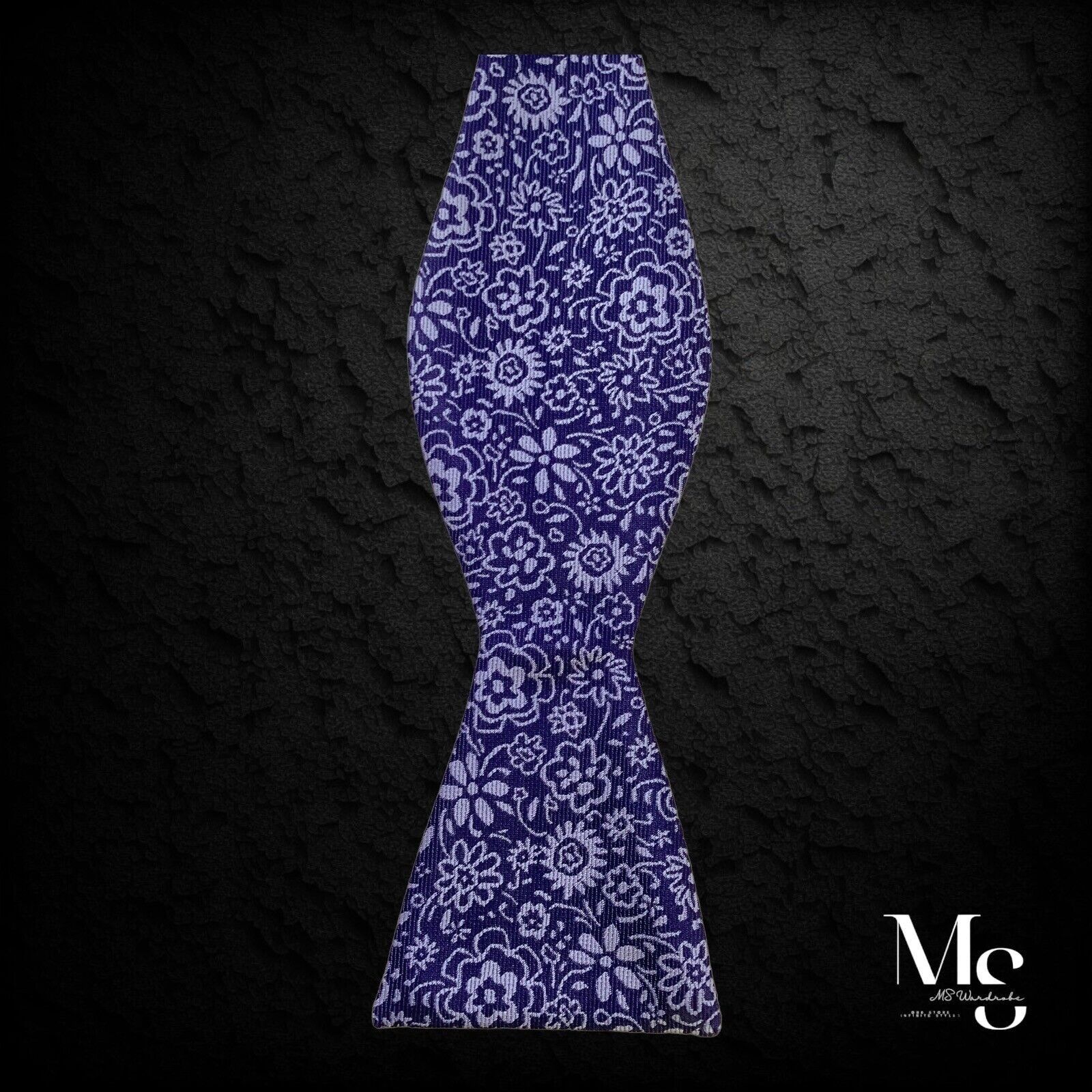 Stafford STAFFORD Blue Floral Adjustable Self Bow Tie Hand Made Polye Size ONE SIZE - 4 Thumbnail