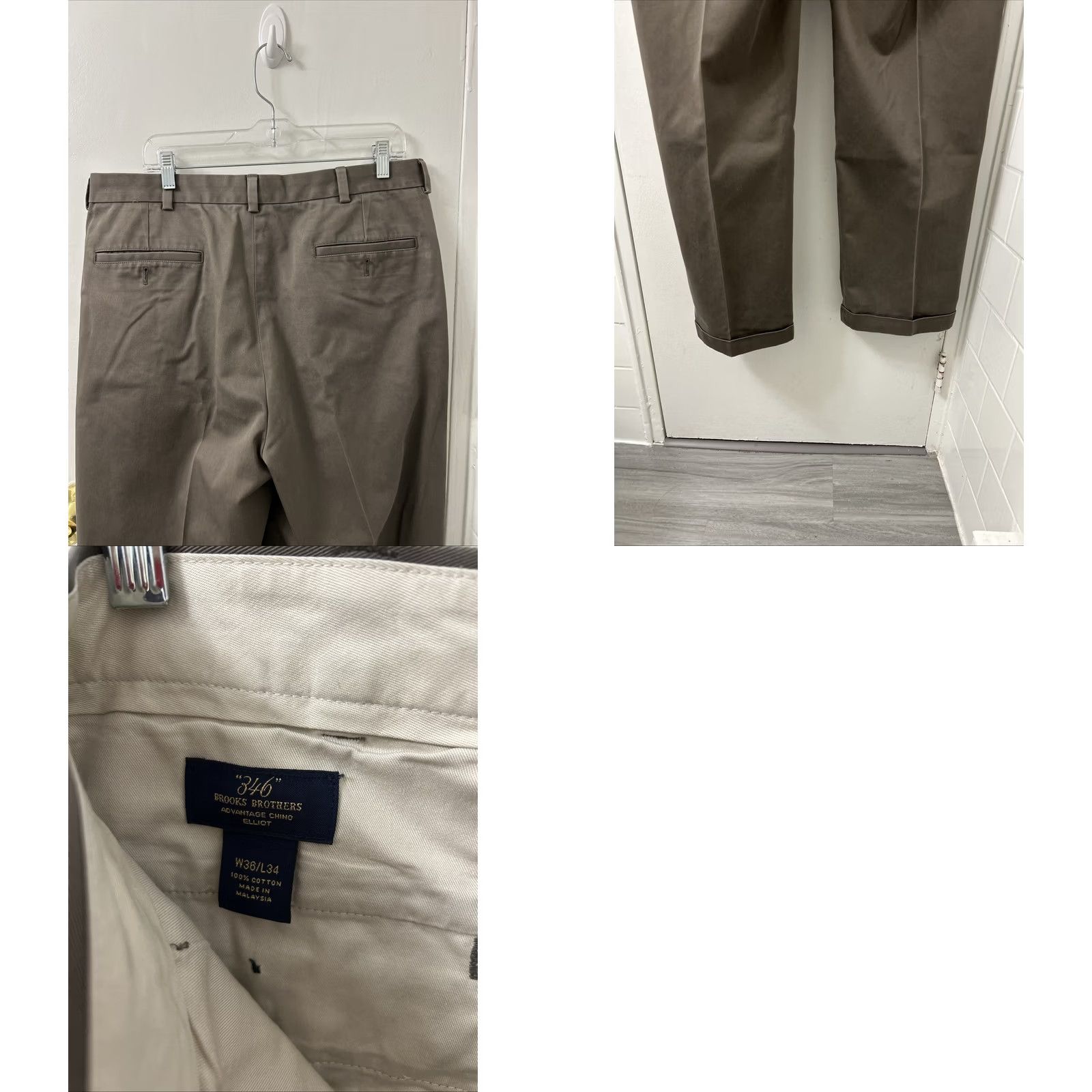 Brooks Brothers Brooks Brothers Pants Mens 36x34 Gray Advantage Elliot Chino Pleated Straight Leg Zip Casual Cotton Spandex Stretch 34 Inseam Size US 36 / EU 52 - 8 Thumbnail