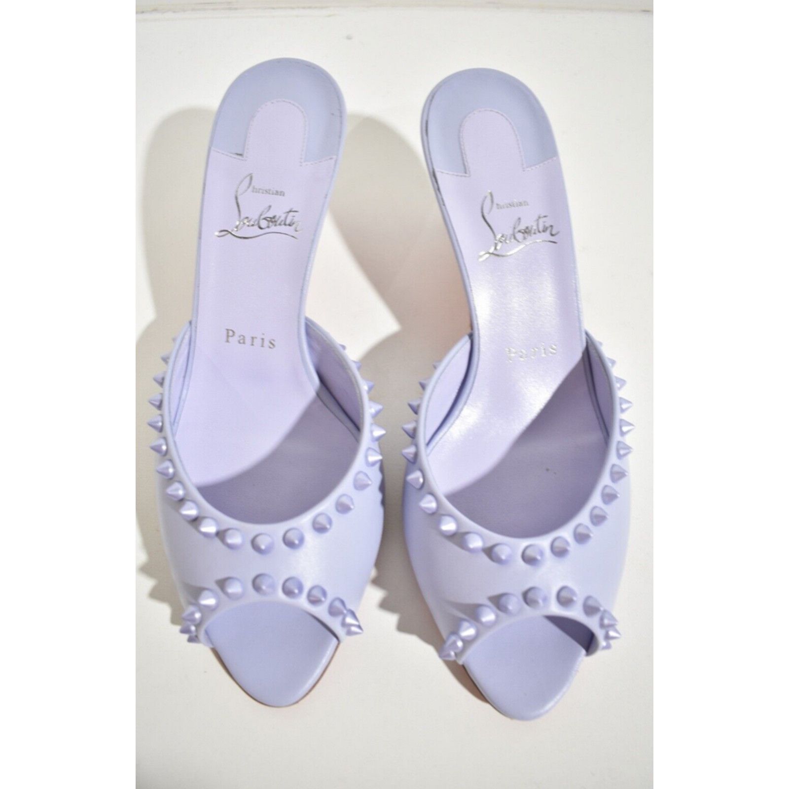 Christian Louboutin Me Dolly Spike 55 Skylight Purple Sandal Mule Heel Pump 38 Size US 8 / IT 38 - 5 Thumbnail