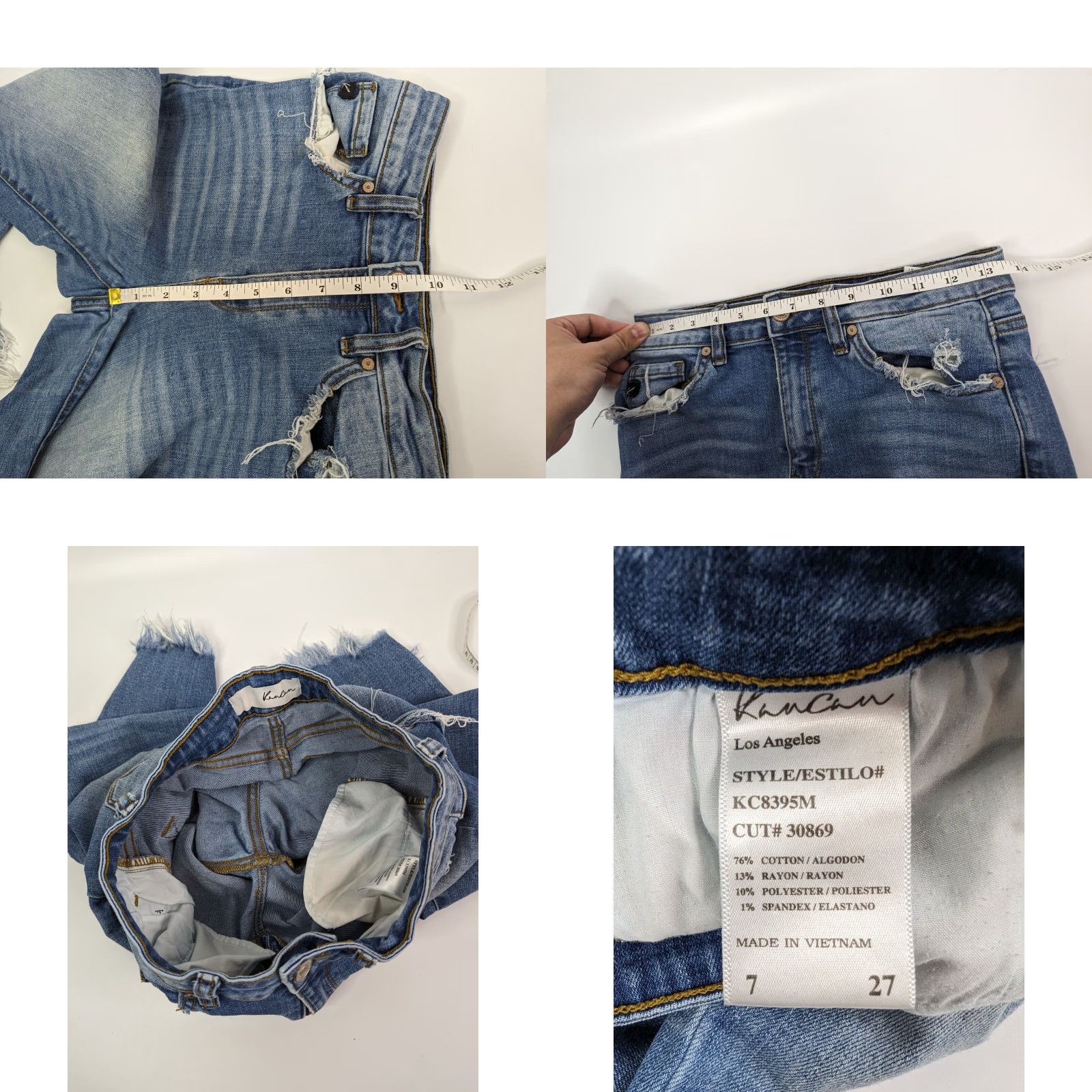 Vintage KanCan Jeans Womens 7/27 High Rise Ankle Skinny Denim KC8395M Blue 5-Pocket Stretch Distressed Modern Size 28" / US 6 / IT 42 - 8 Thumbnail