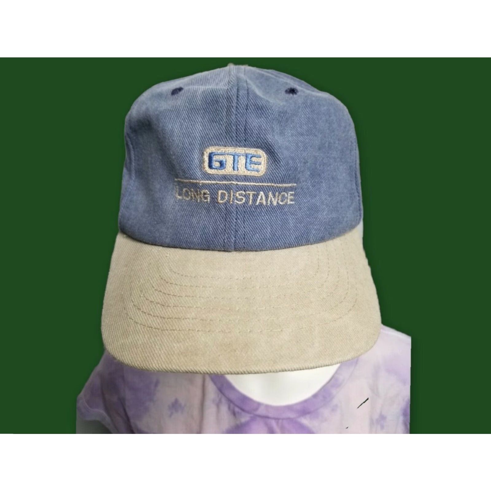Holloway VINTAGE GTE Long Distance Telephone Company Embroidered Denim Cap Hat Unisex Adults Adjustable Denim Cap Hat Hat Size ONE SIZE - 2 Thumbnail