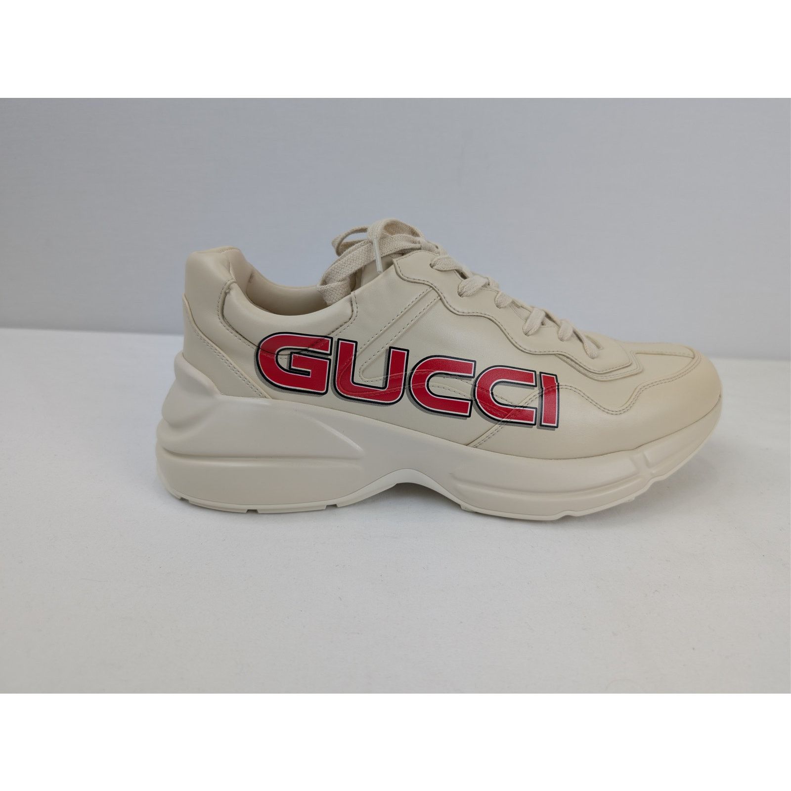 Gucci o1rshd1 Gucci logo print Rhyton leather sneakers in ivory Size US 10.5 / EU 43-44 - 4 Thumbnail