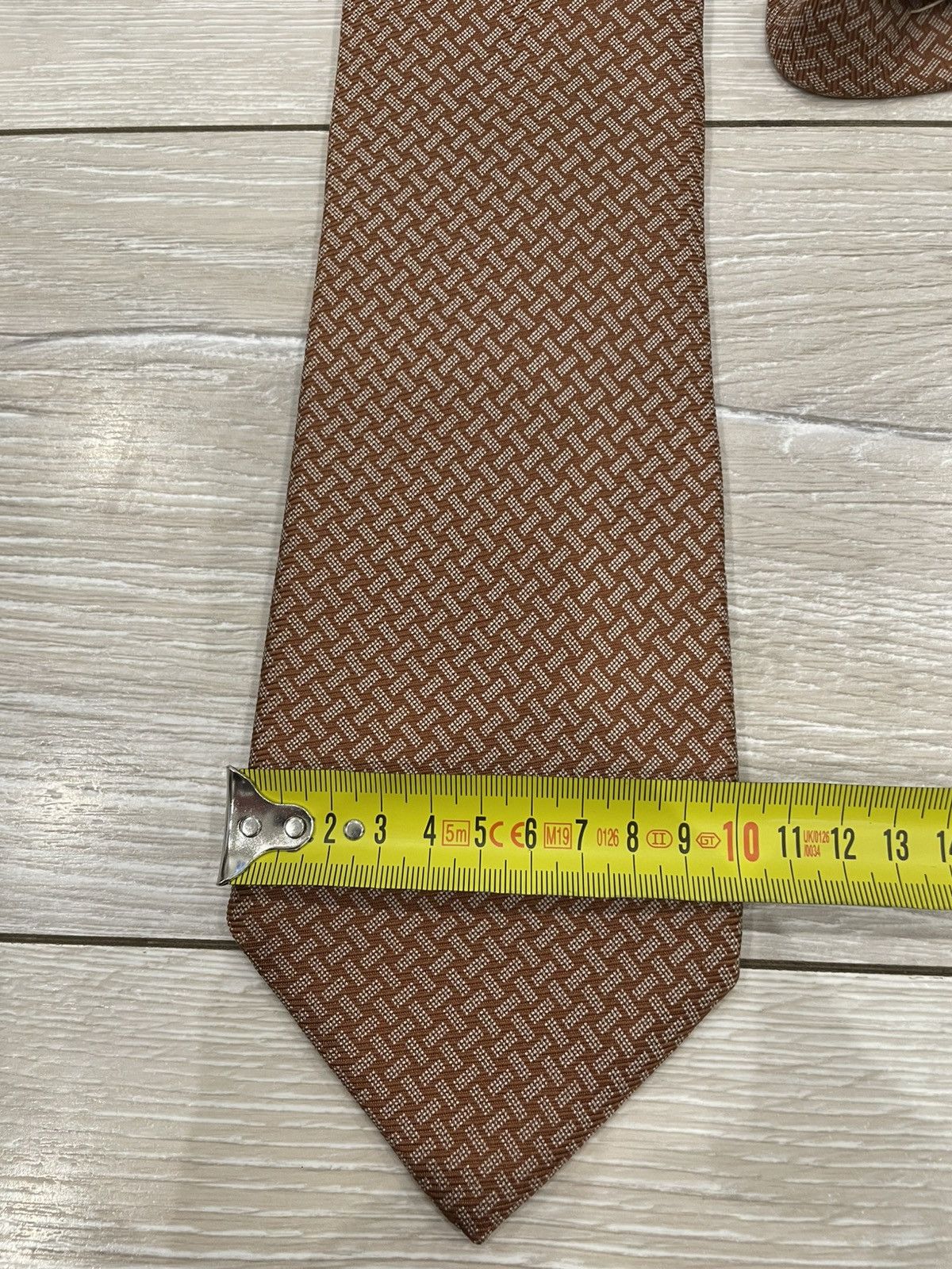 Kiton $330 KITON NAPOLI - Fold Tie Regimental Brown Silk / Linen Size ONE SIZE - 7 Thumbnail