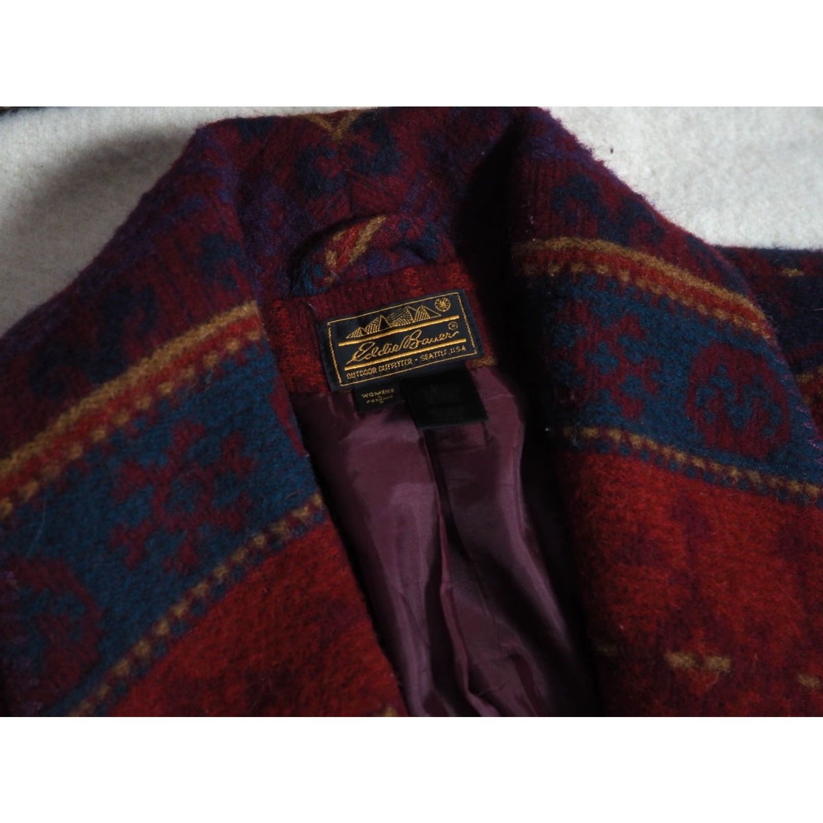 Eddie Bauer VTG Eddie Bauer Southwest Aztec Striped Wool Lined Coat Jacket Womens L Size L / US 10 / IT 46 - 3 Thumbnail