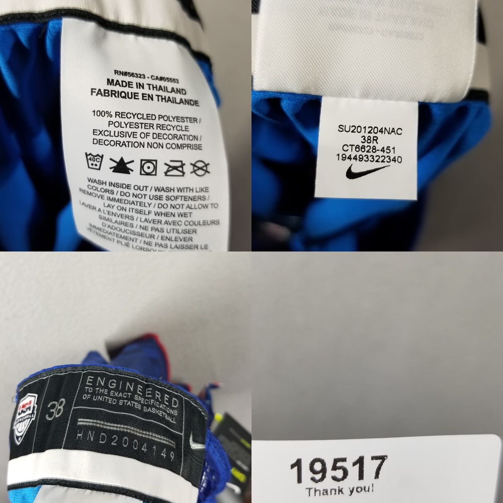 Nike Nike USA Shorts Basketball 38 Adult Large Blue Athletic USA Pattern Striped, 9in Inseam, Drawstring, Regular Size Type Mens Size US 38 / EU 54 - 8 Thumbnail