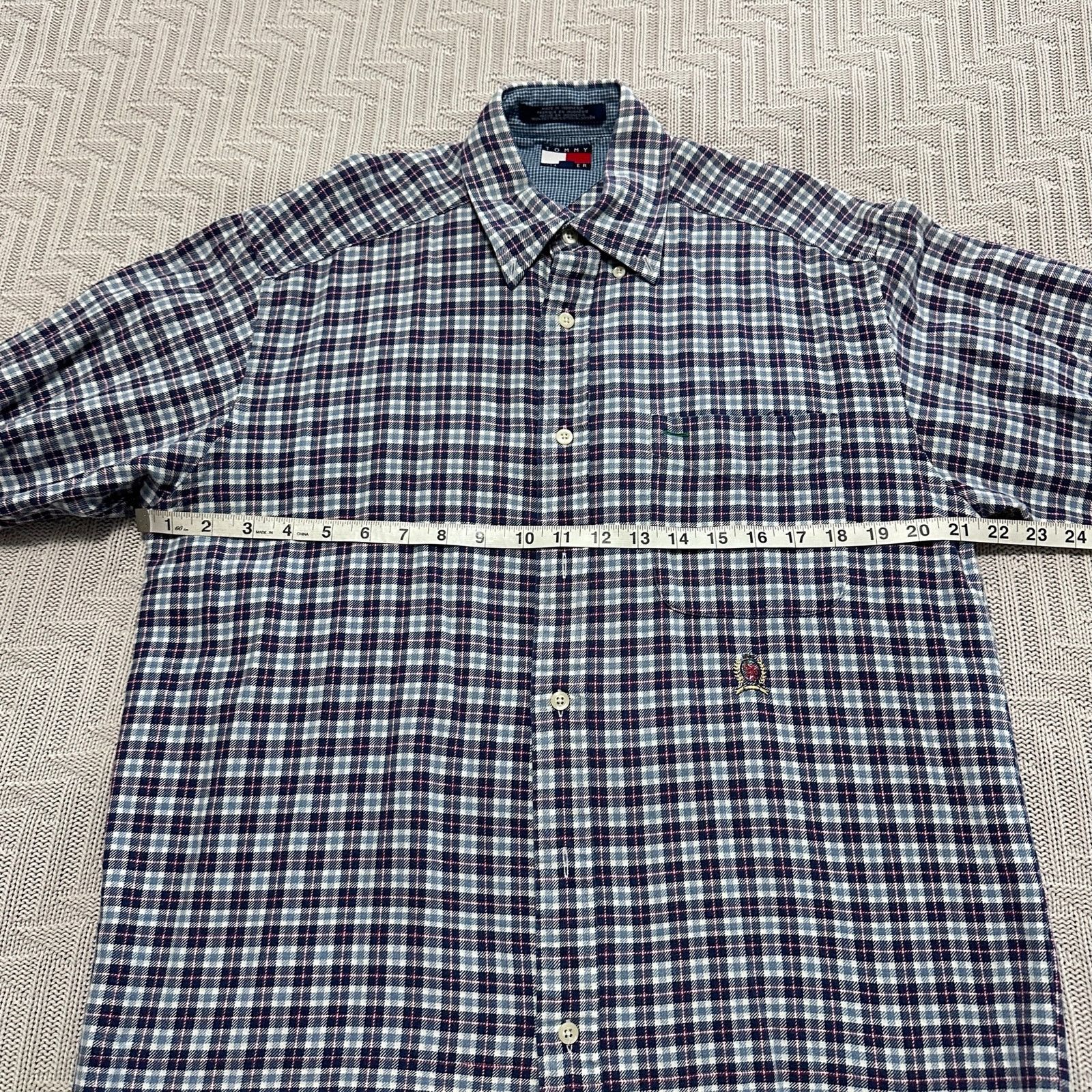 Tommy Hilfiger Vintage Tommy Hilfiger navy blue plaid flannel button down M Size US M / EU 48-50 / 2 - 7 Thumbnail