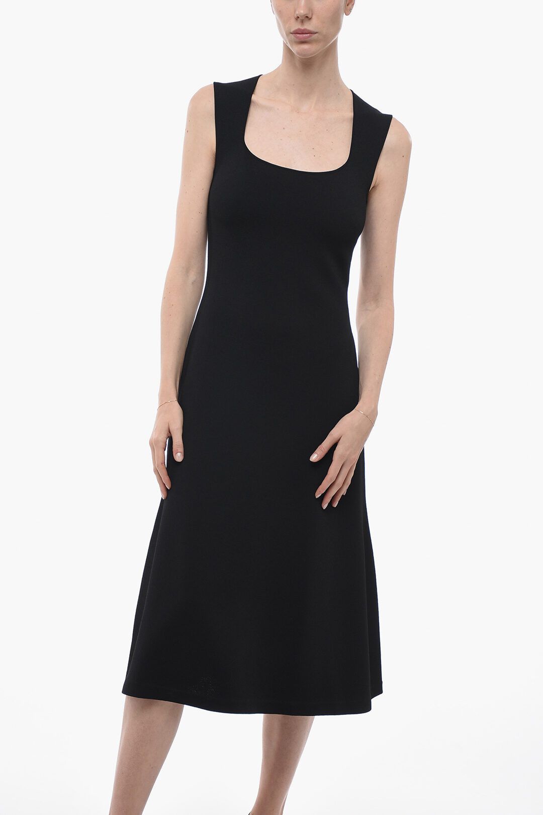 Stella McCartney og1mm0824 Flared Bottom Knitted Dress in Black Size M / US 6-8 / IT 42-44 - 4 Thumbnail