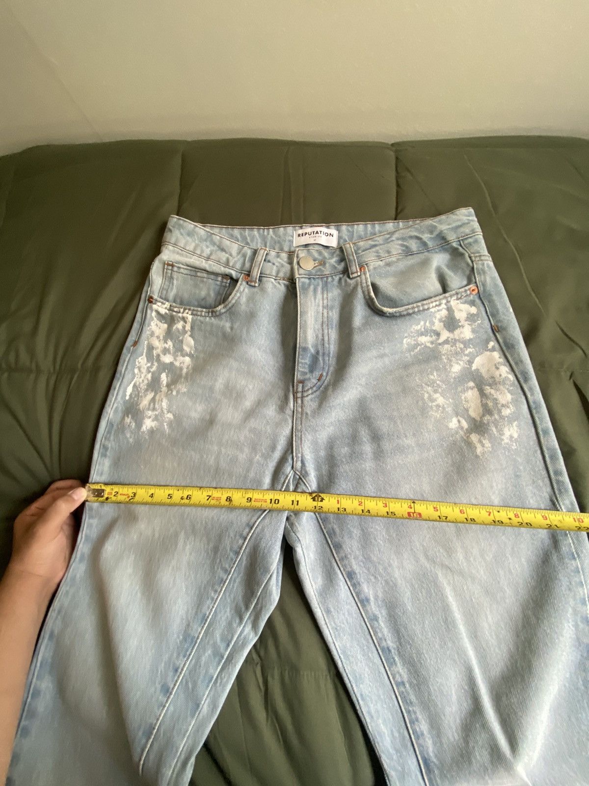 Reputation Studios Paint splatter flare jeans light denim Size US 34 / EU 50 - 3 Thumbnail