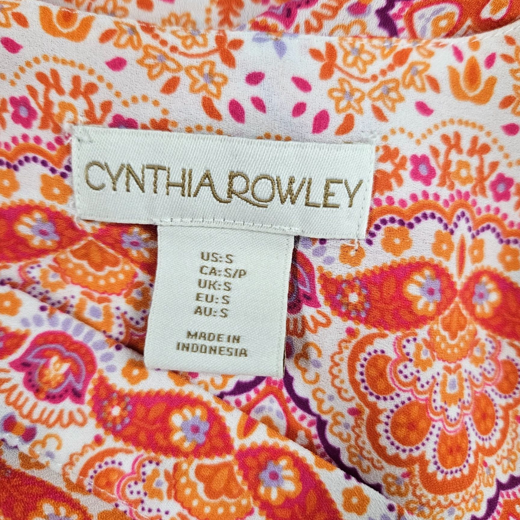 Cynthia Rowley Cynthia Rowley Womens Top Blouse Sleeveless V-Neck XS Small Multicolor Orange Purple 90s? (Wait no) Size S / US 4 / IT 40 - 6 Thumbnail