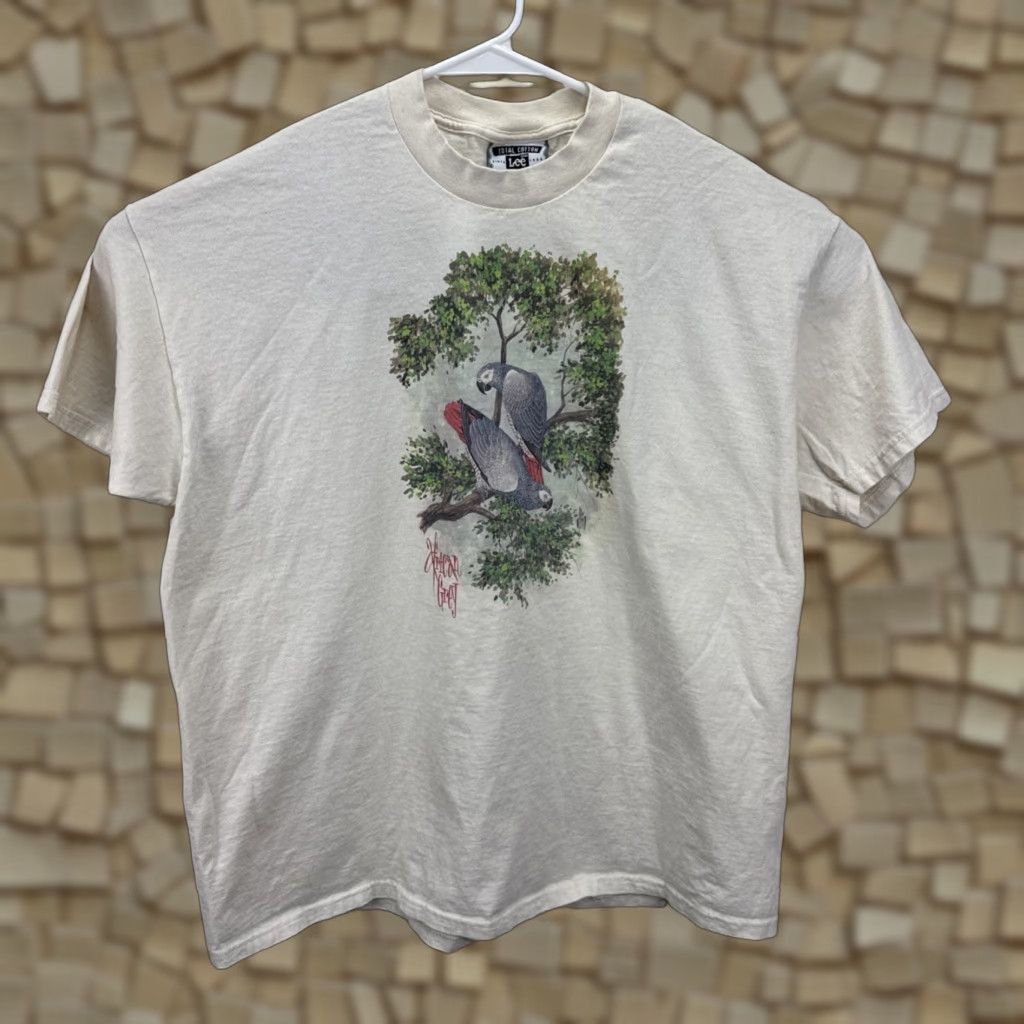 Lee VINTAGE Parrot Graphic Tee Lee Totally Cotton T-Shirt Adult XL Beige 90s Size US XL / EU 56 / 4 - 1 Thumbnail