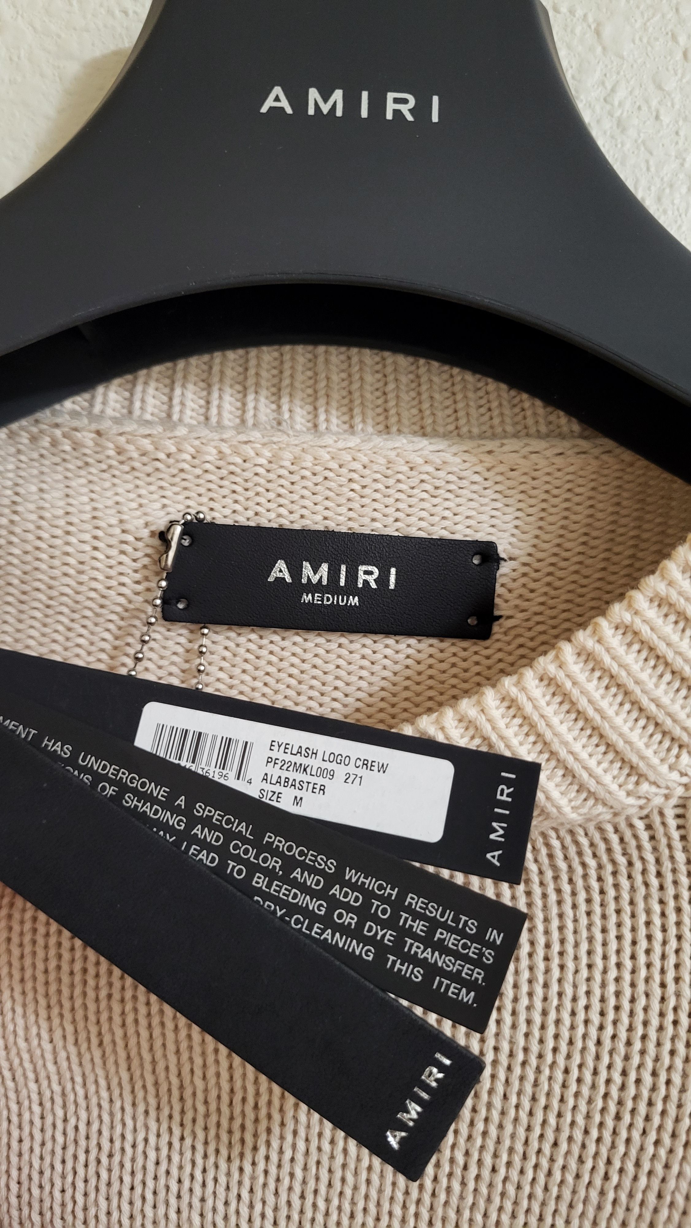 Amiri Cream Alabaster Eyelash Intarsia Knit Logo Sweater Size US M / EU 48-50 / 2 - 5 Thumbnail