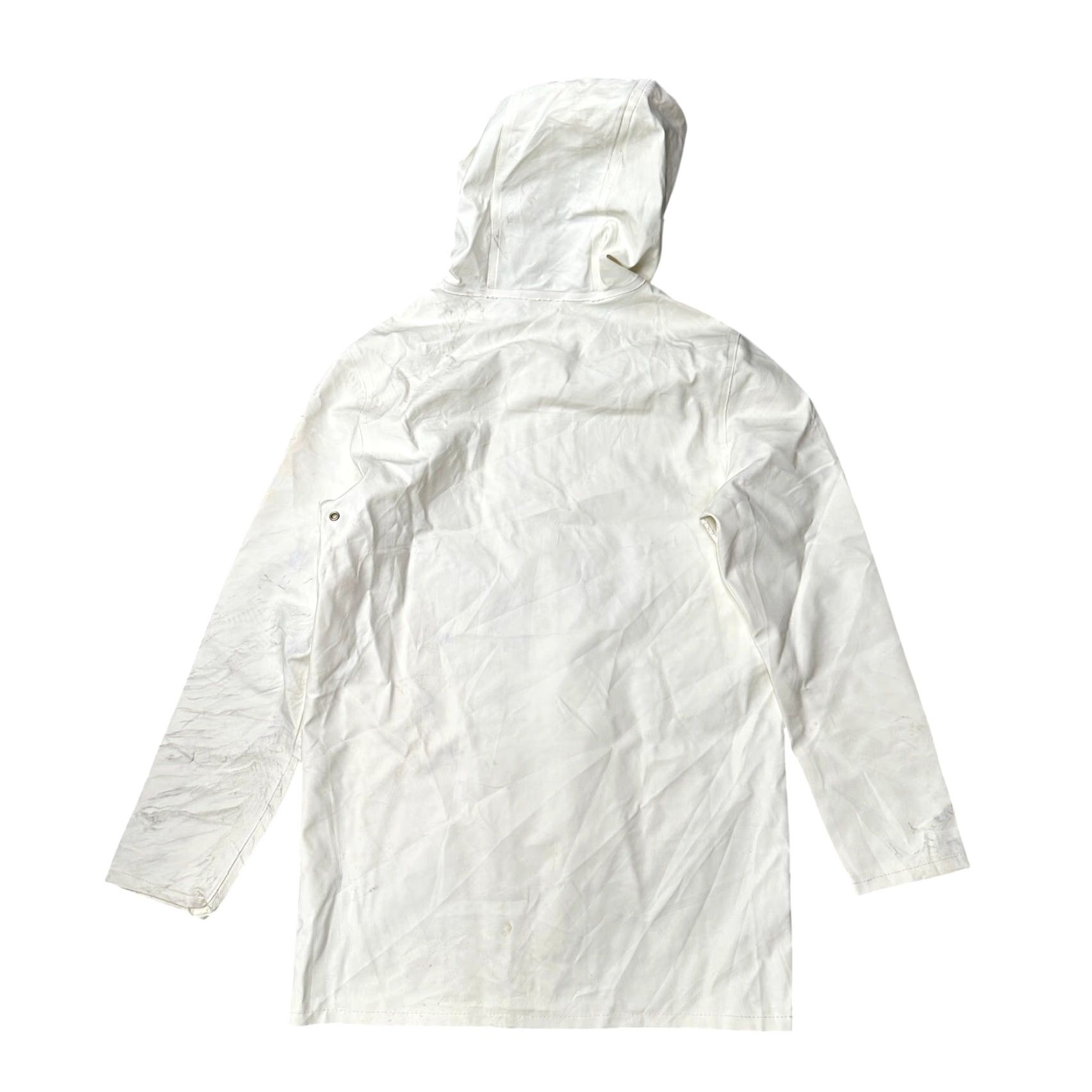 Stutterheim VINTAGE Stutterheim Goteborg Coat Raincoat Womens XS White Hooded Waterproof Snap Front Coat Womens XS White Stutterheim Rain Coat Size XS / US 0-2 / IT 36-38 - 2 Thumbnail