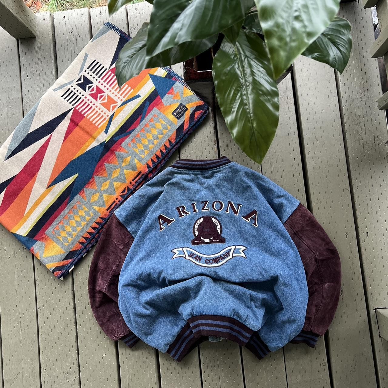 Vintage Vintage90s Arizona Jeans Company Denim Bomber Varsity Jacket Size US XXL / EU 58 / 5 - 4 Thumbnail