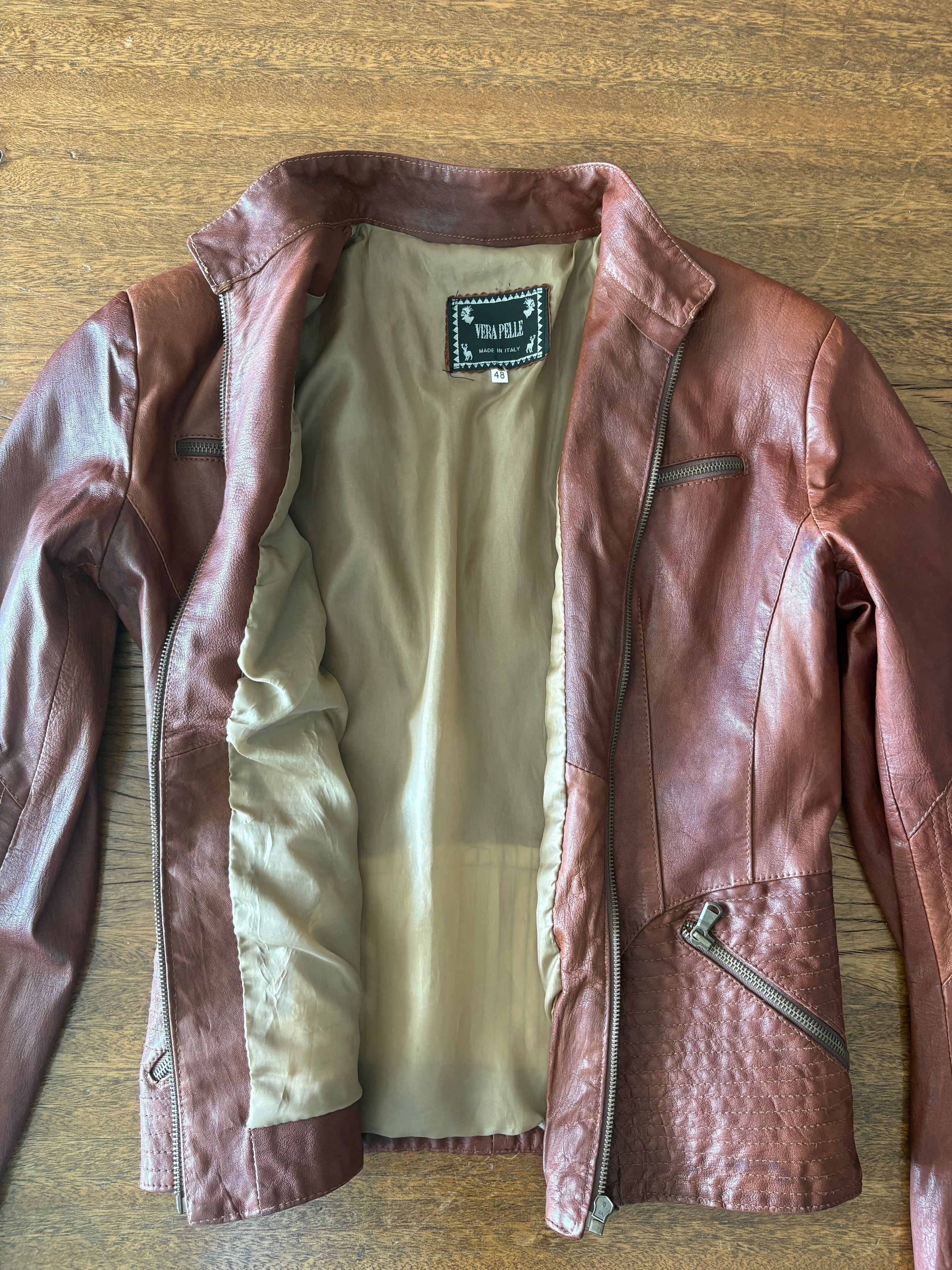 Other Vintage Italian Leather Moto Jacket Size 48 Size M / US 6-8 / IT 42-44 - 3 Thumbnail