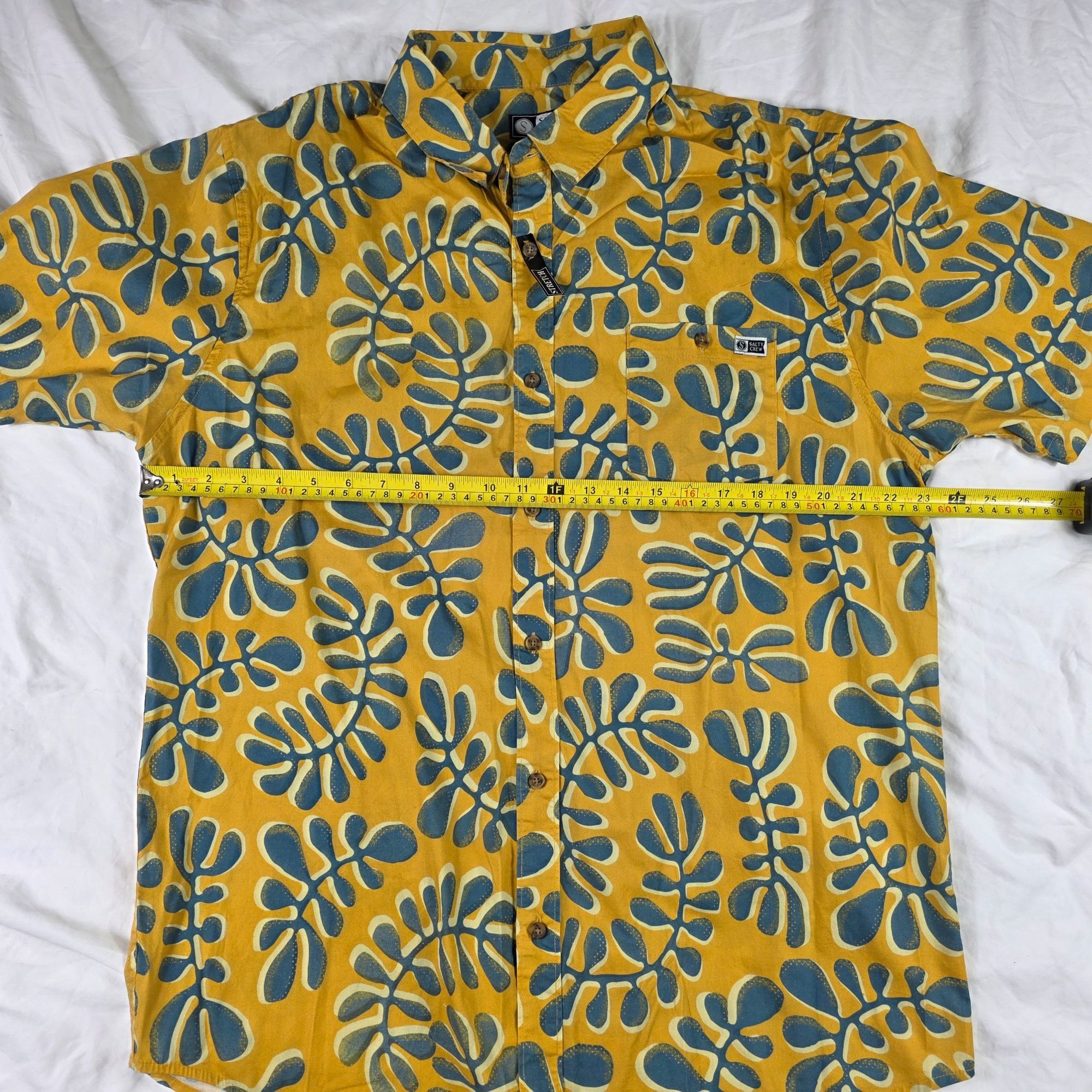 Other Salty Crew Mens XL Yellow Blue Short Sleeve Button Up Shirt Size US XL / EU 56 / 4 - 8 Thumbnail
