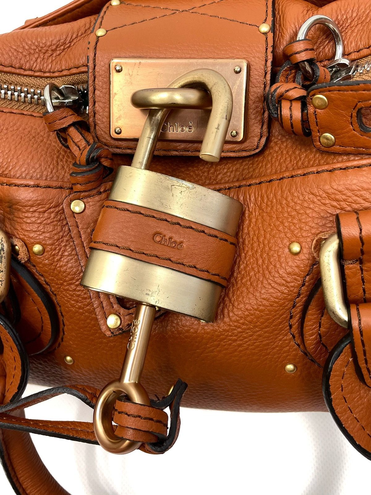 Chloe Chloé Paddington Medium Satchel Bag – Tan Pebbled Leather Size ONE SIZE - 5 Thumbnail