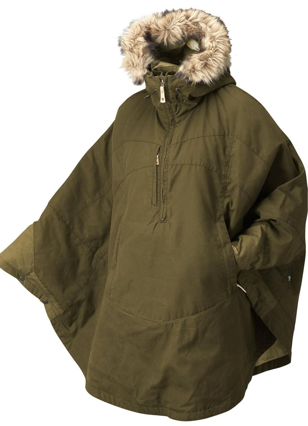 Fjallraven Luhkka Cape Jacket G-1000 Waxed Fur Hood Olive Poncho Size US S / EU 44-46 / 1 - 5 Thumbnail