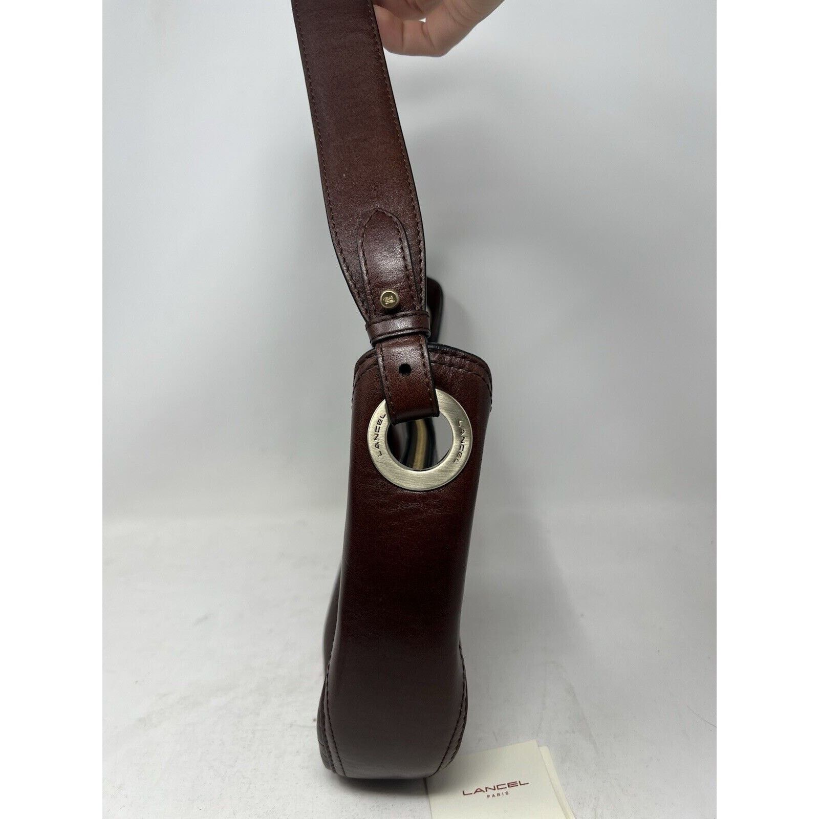 Lancel Lancel [Authentic] Curb Dark Brown Leather Weave Gold Chain Size ONE SIZE - 6 Thumbnail