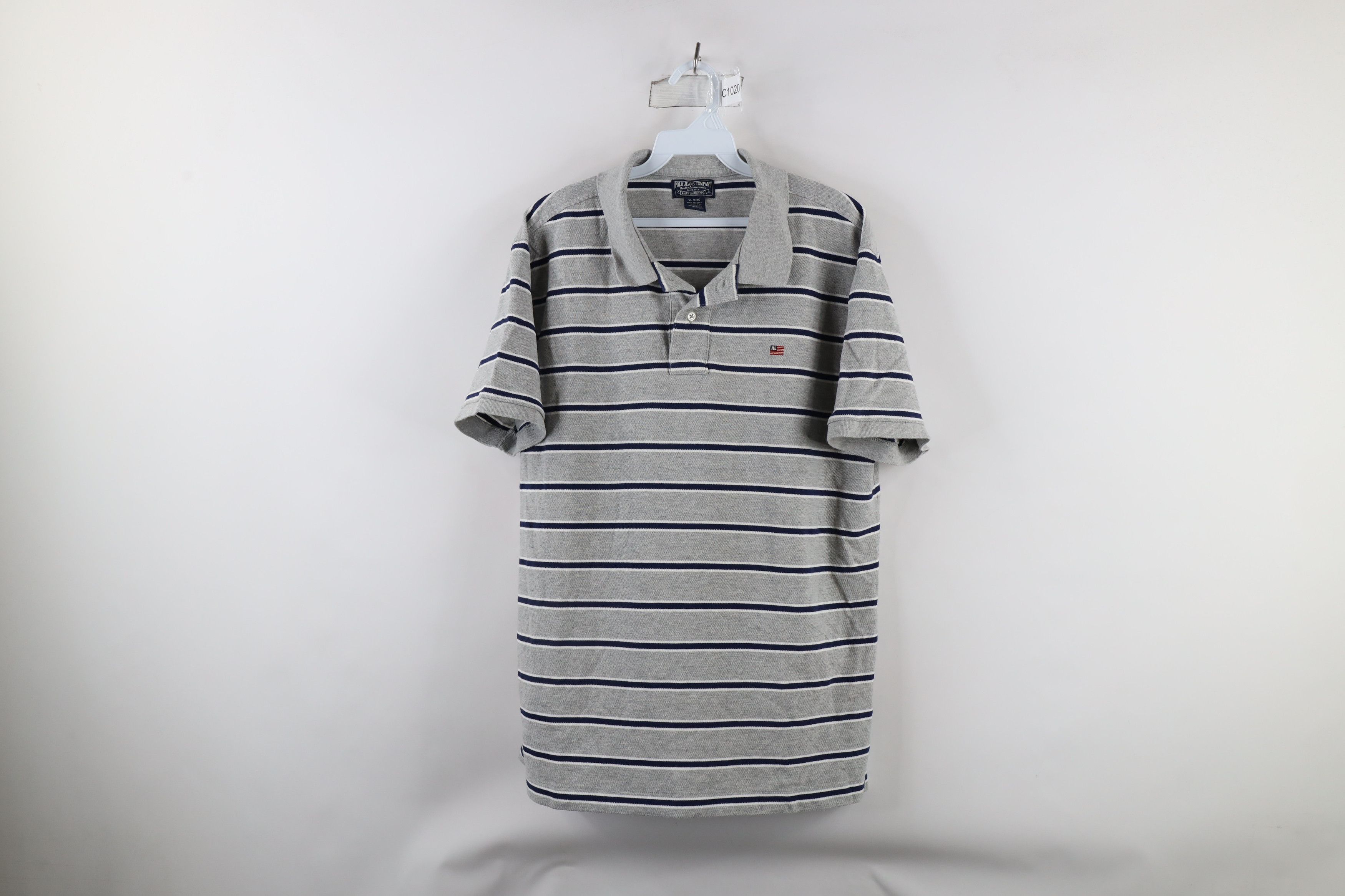 Ralph Lauren × Vintage Vintage 90s Ralph Lauren Flag Collared Golf Polo Shirt Gray Size US XL / EU 56 / 4 - 1 Thumbnail