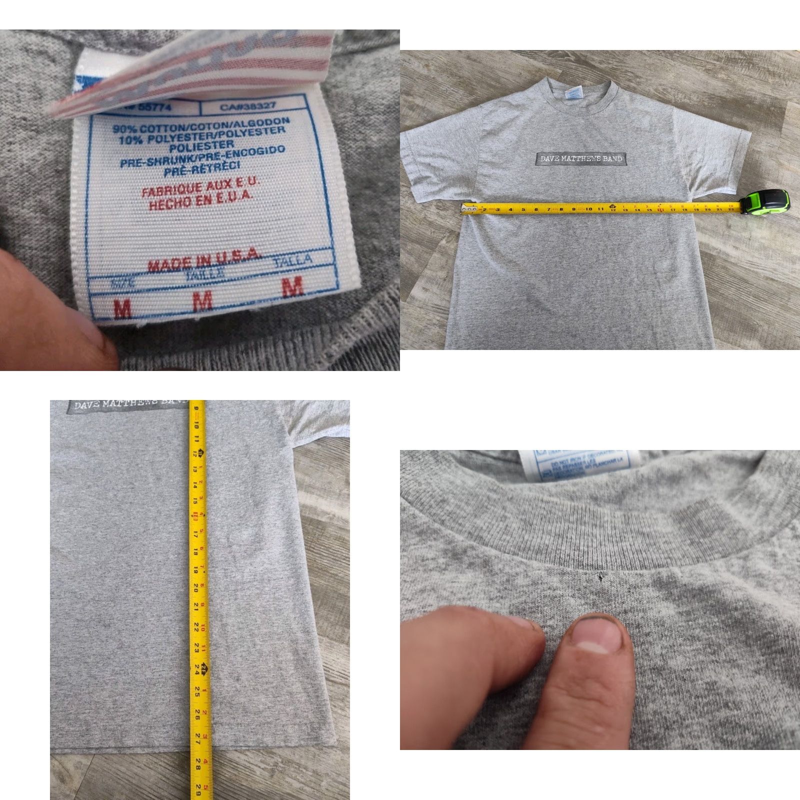 Vintage Vtg Murina Dave Matthews 2002 Spring Tour Concert T-Shirt Gray USA Made Sz M Murina Tag Size US M / EU 48-50 / 2 - 8 Thumbnail