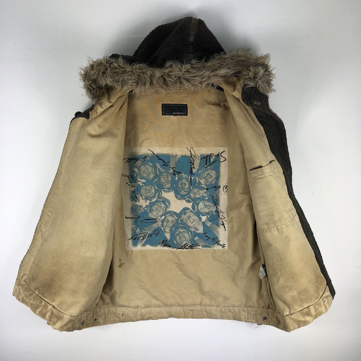 Avirex Vintage 90's Avirex Sherpa Hoodie Jacket Button up Size US L / EU 52-54 / 3 - 7 Thumbnail