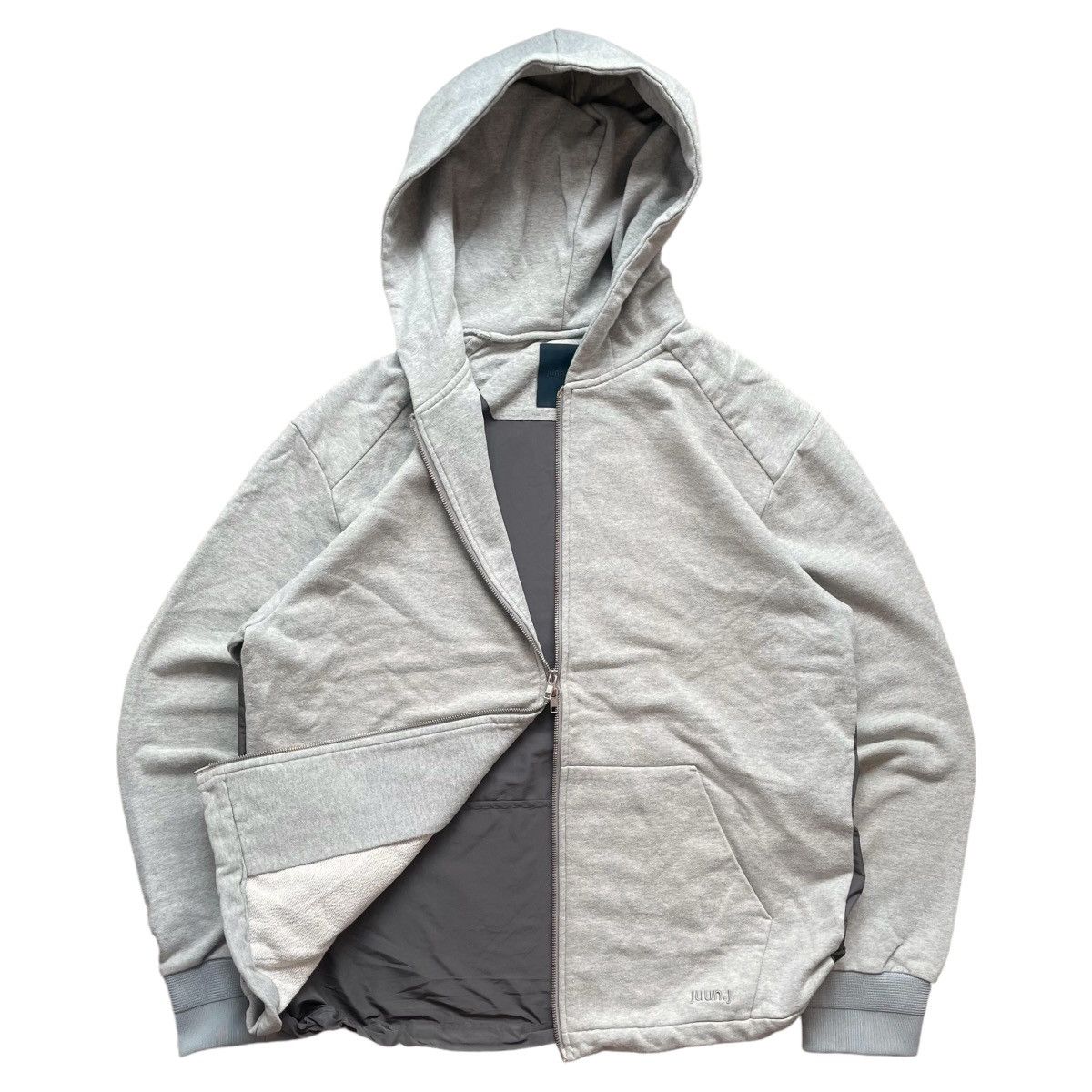 Designer × Juun.J JUUN.J COTTON AND NILON 2 SIDE HOODIE Size US XL / EU 56 / 4 - 1 Thumbnail