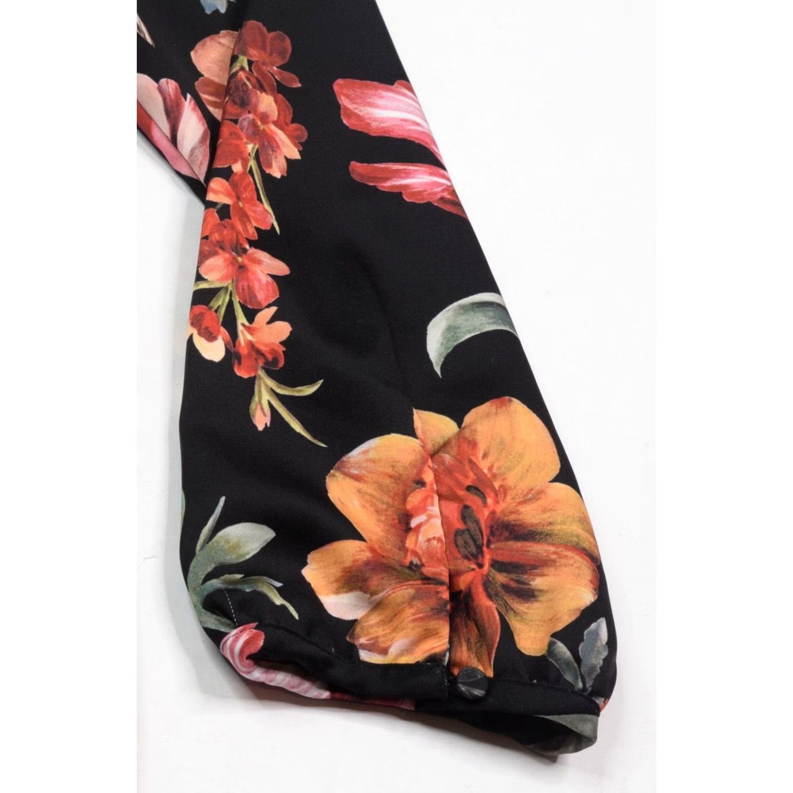 J.Crew J.Crew Midnight Floral Open V-Neck Top Womens S Black Pullover Long Sleeve Size S / US 4 / IT 40 - 4 Thumbnail