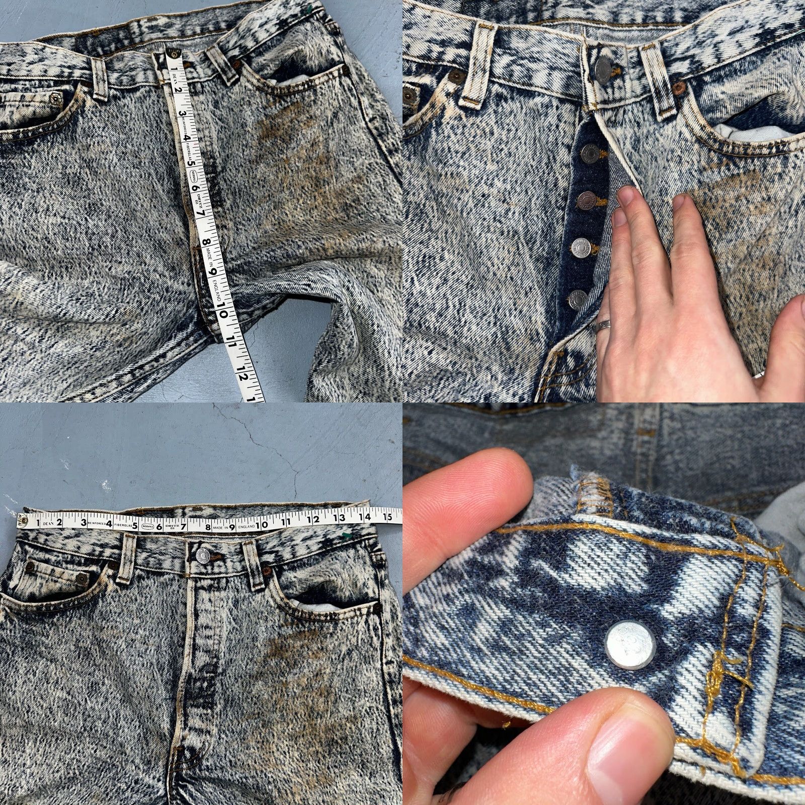 Levi's Levis 501 Vintage 80s USA XX Straight Leg Jeans Blue Acid Wash 30x34 Act 28x32 Jeans Mens Levi's 501 Series 90s Straight Classic Vintage jeans Size US 30 / EU 46 - 8 Thumbnail