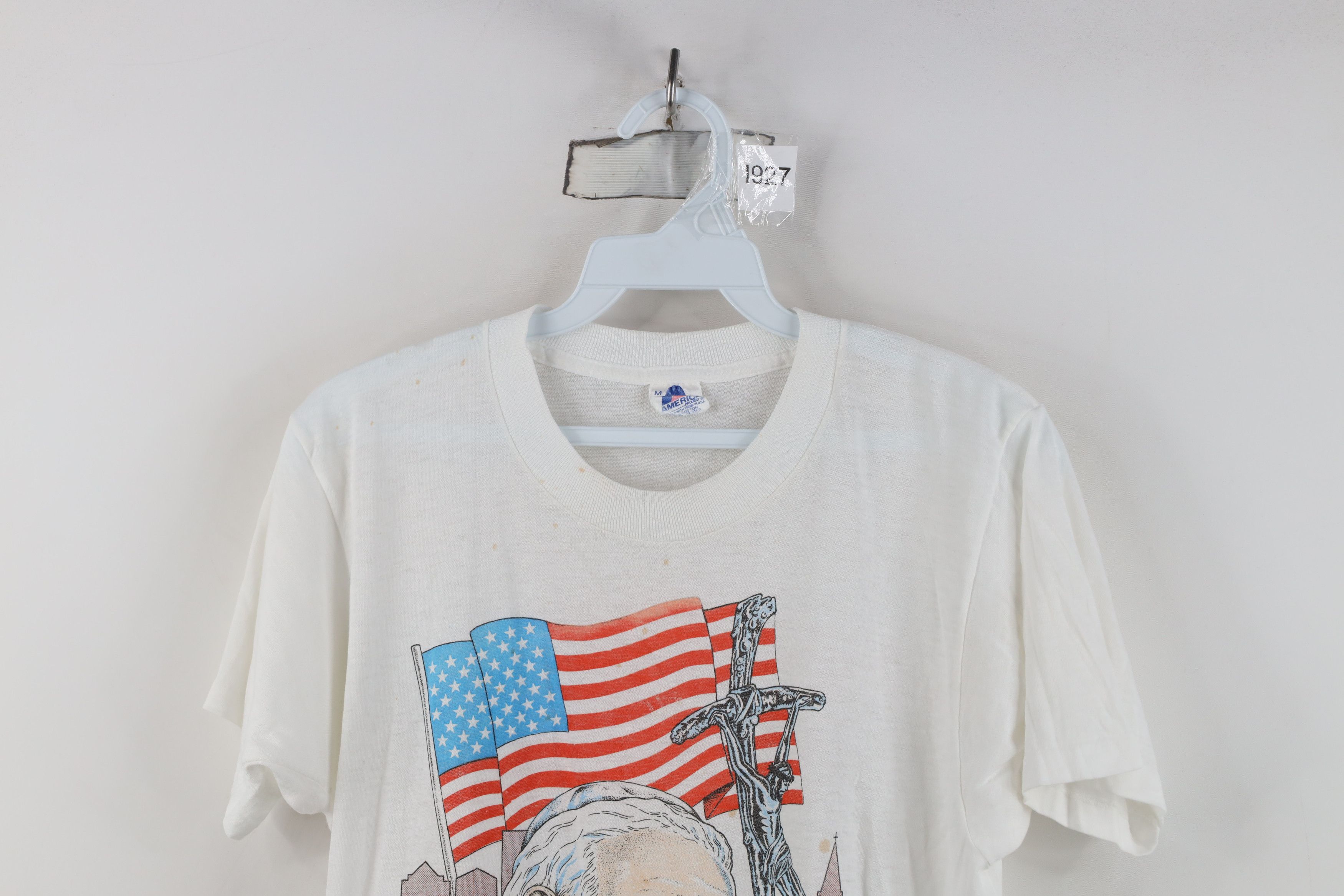 Vintage Vintage 80s Paul II Catholic Christian T-Shirt White USA Size M / US 6-8 / IT 42-44 - 2 Thumbnail