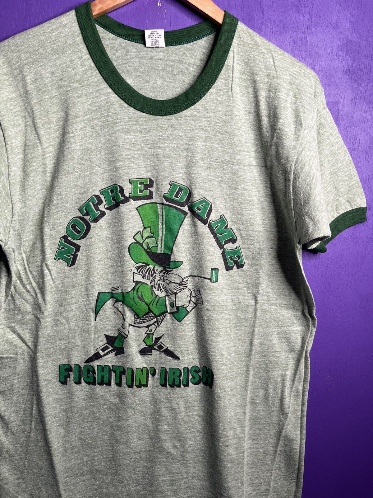 Vintage Vintage 70s Notre dame fightin Irish green ringer tee Size US M / EU 48-50 / 2 - 3 Thumbnail