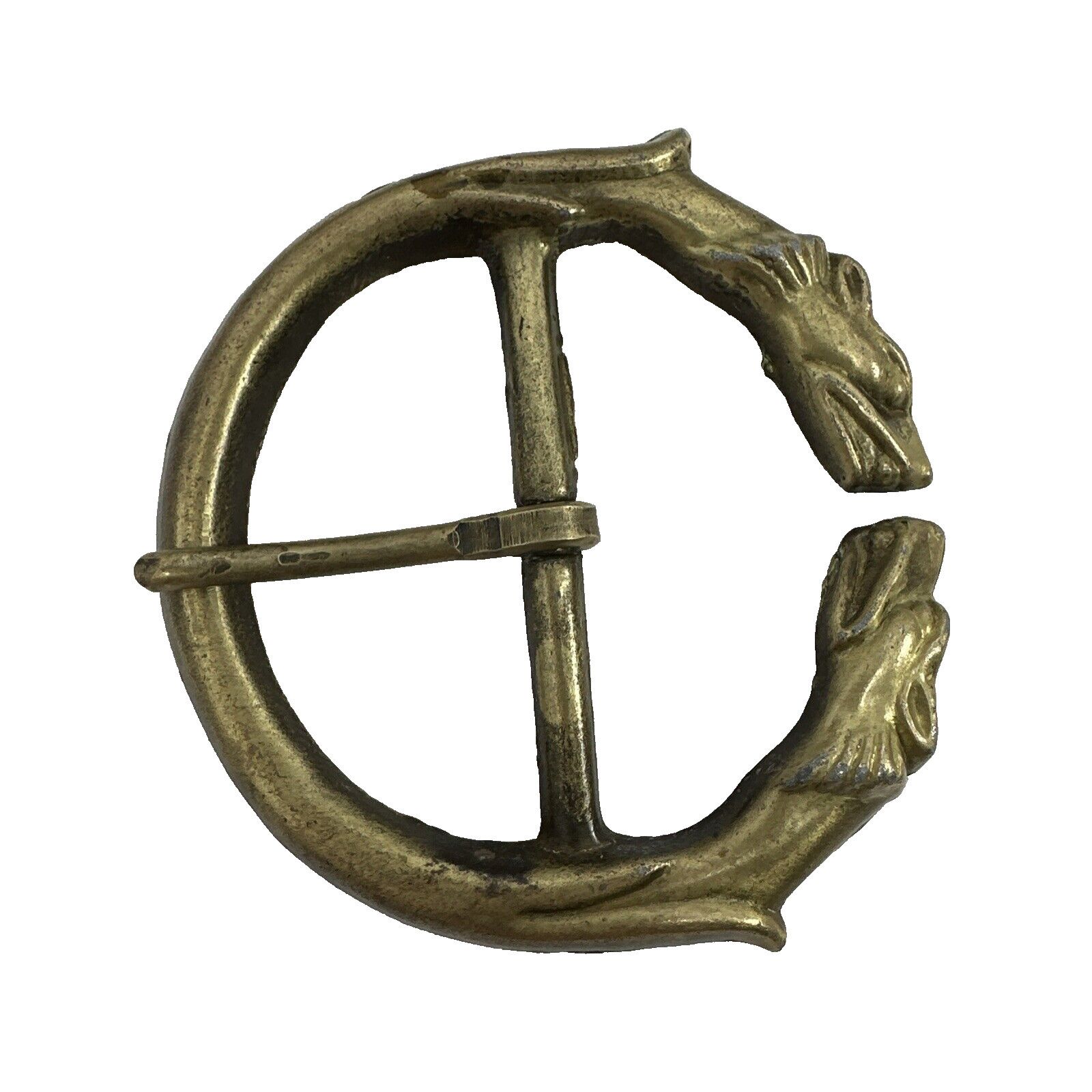 The Unbranded Brand Brass BELT BUCKLE Vikings Norse Saxon Mythical Runic Wolf Size ONE SIZE - 1 Thumbnail