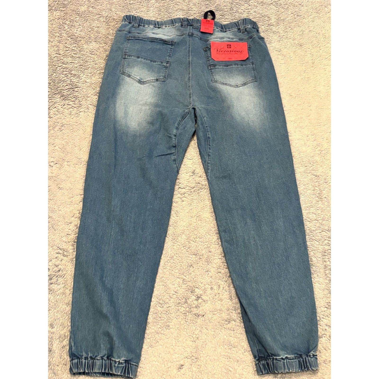 Vintage VIC TORIOUS Los Angeles Mens Jeans Joggers Pull On Elastic Waistband 4XL Blue Size US 39 - 6 Thumbnail