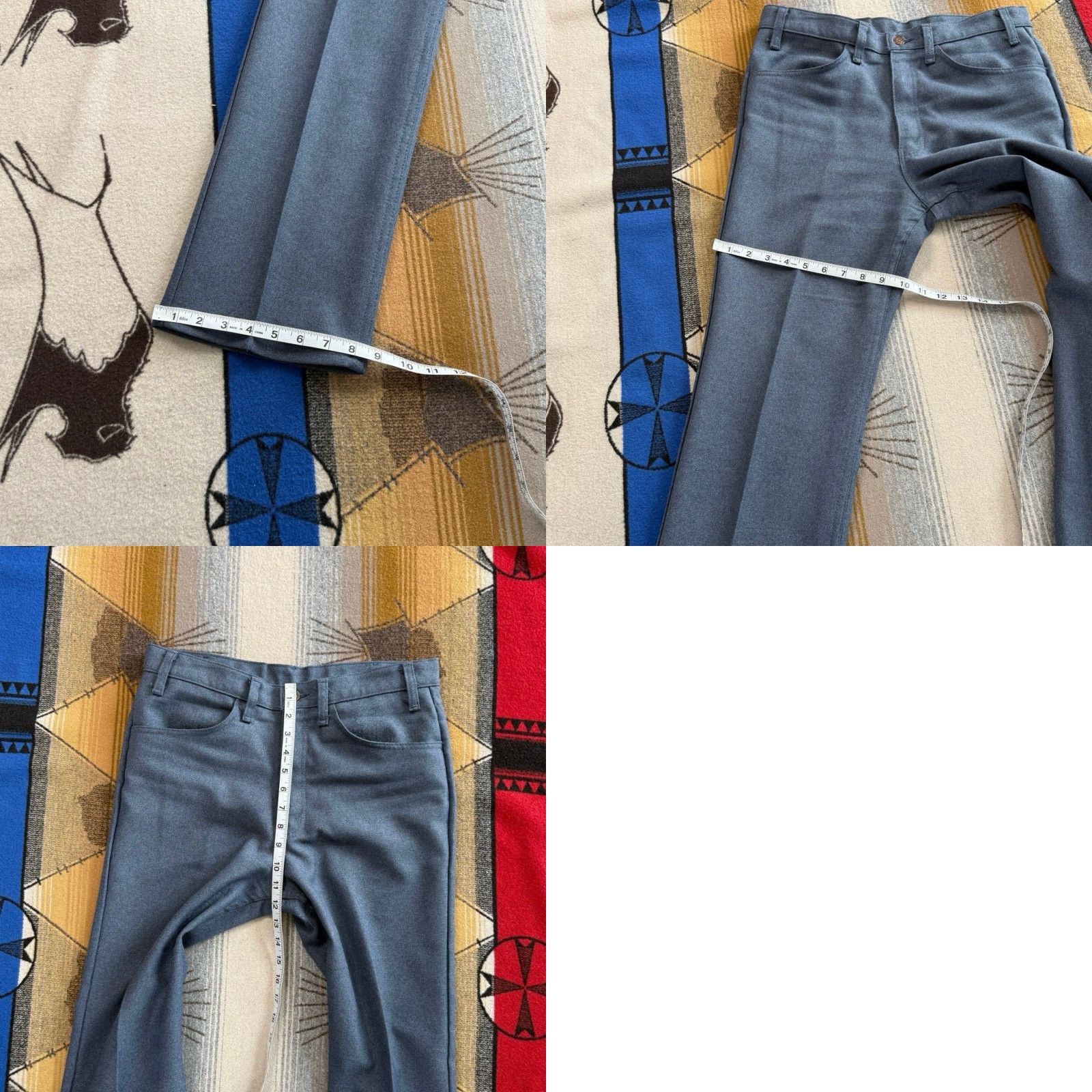 Levi's VINTAGE Levi's 10517 Black Tab Flare Pants 33x31 Mens 70s 80s Button Zip Dress Pants Solid Blue USA Made Bootcut Regular Size US 33 - 9 Thumbnail