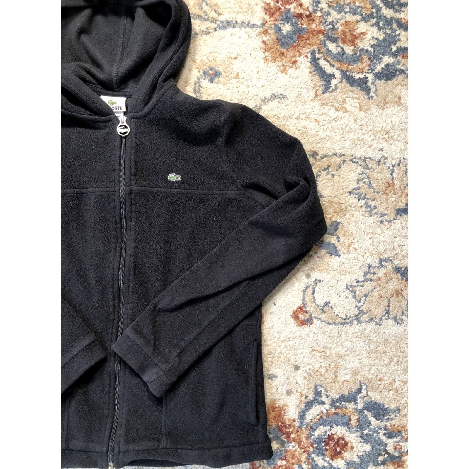 Lacoste Lacoste Full Zip Fleece Jacket Womens Size 36 Black Long Sleeve Zip Logo Corded Classic Casual Size XS / US 0-2 / IT 36-38 - 4 Thumbnail