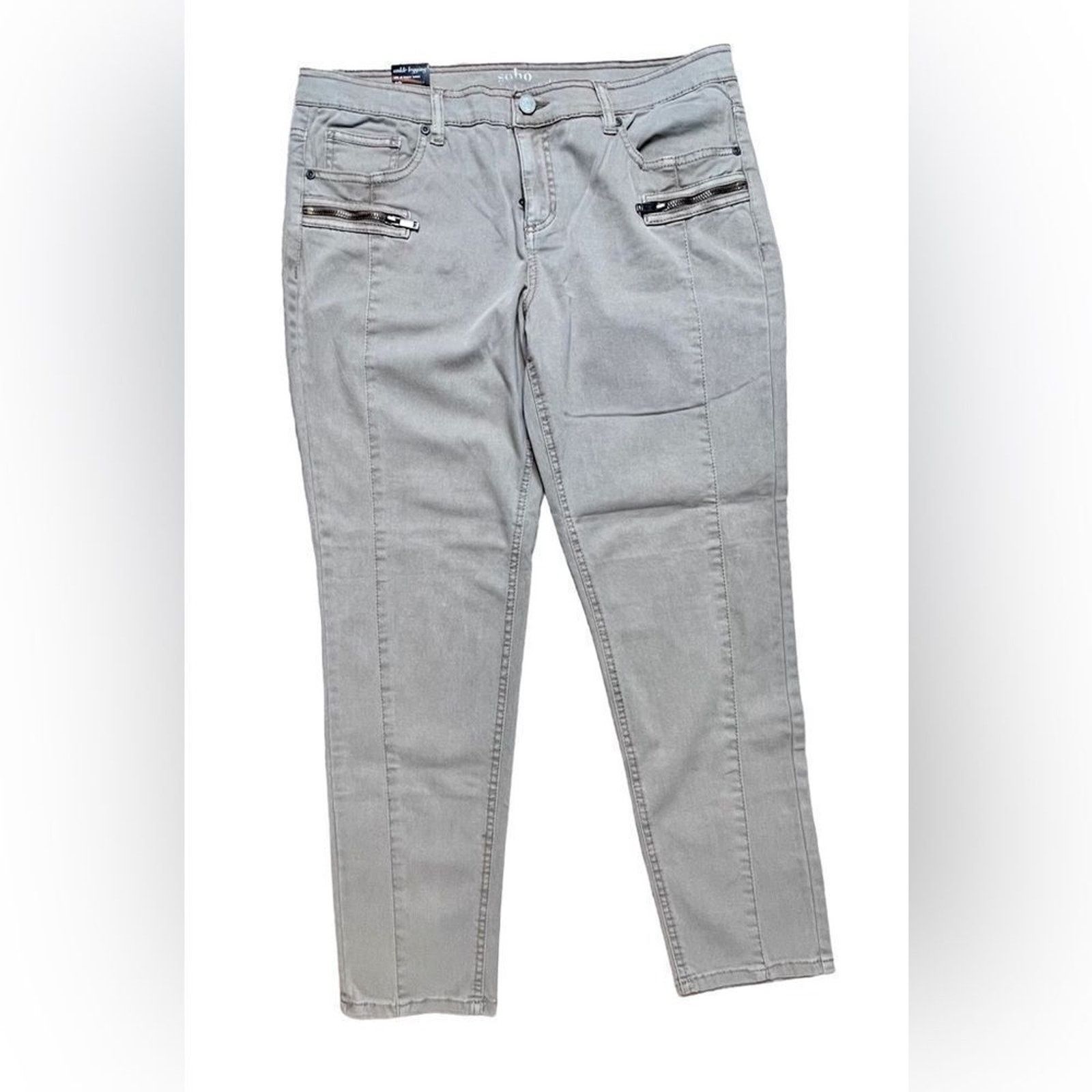 Other Soho NY&C Gray Tapered Leg Exposed Zippers Ankle Jeans 12 Size 34" / US 12 / IT 48 - 2 Thumbnail