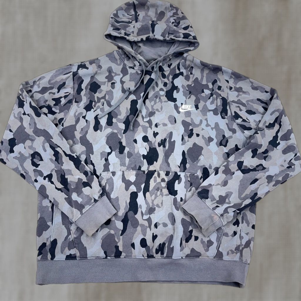 Nike Nike Hoodie Men L Gray Black Camo Sweatshirt Pullover Basic Cotton Retro Sports 80s 90s Hipster Outdoor Mens Size US L / EU 52-54 / 3 - 1 Thumbnail