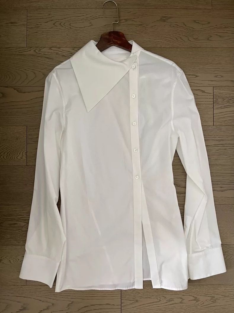 Jil Sander Jil Sander Slant cut collar white shirt Size 4XL / US 24-26 - 1 Thumbnail