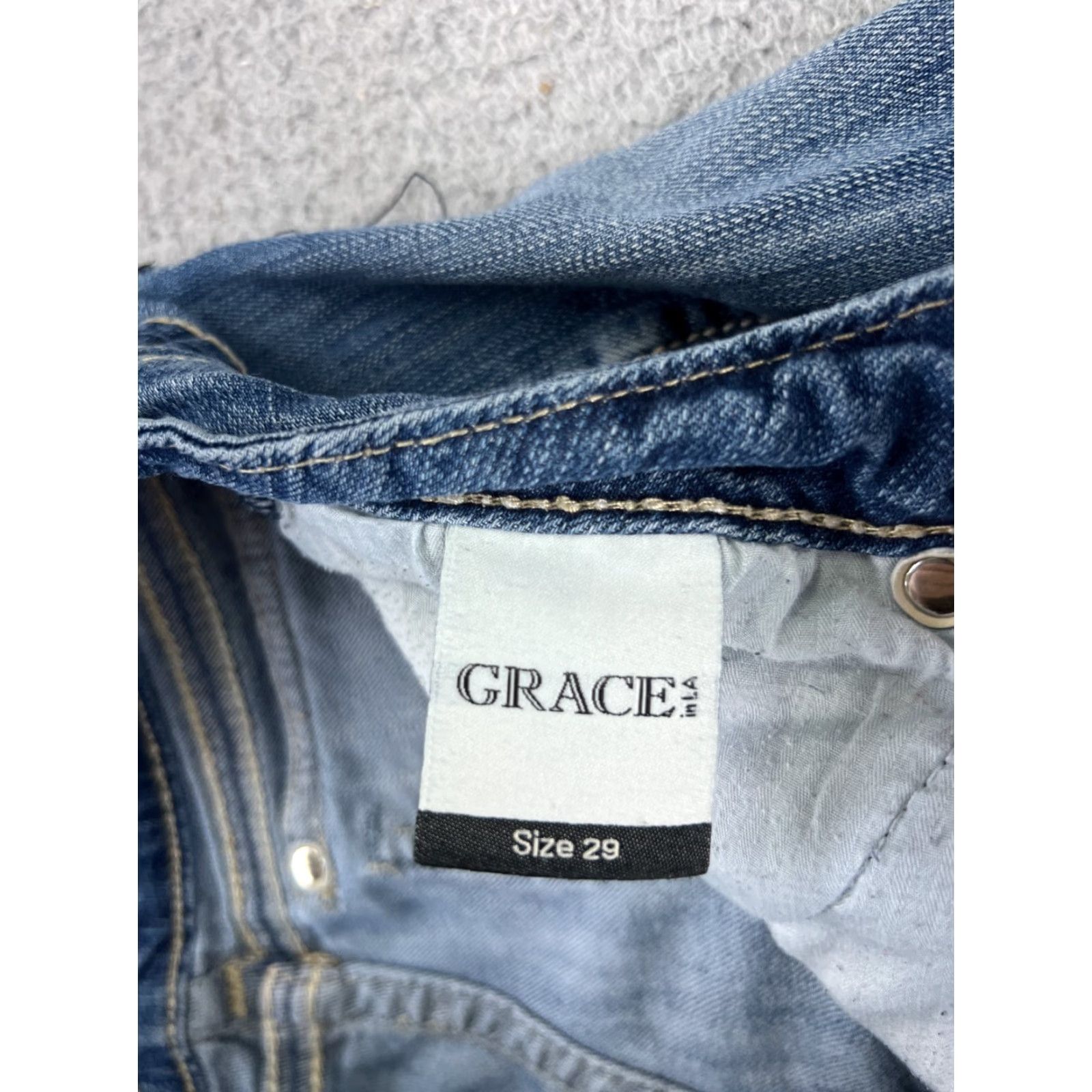 Grace in LA Grace In LA Jeans Womens 29 Blue Denim Wide-Leg Low Rise Embroidered 29x26 Size 29" - 7 Thumbnail