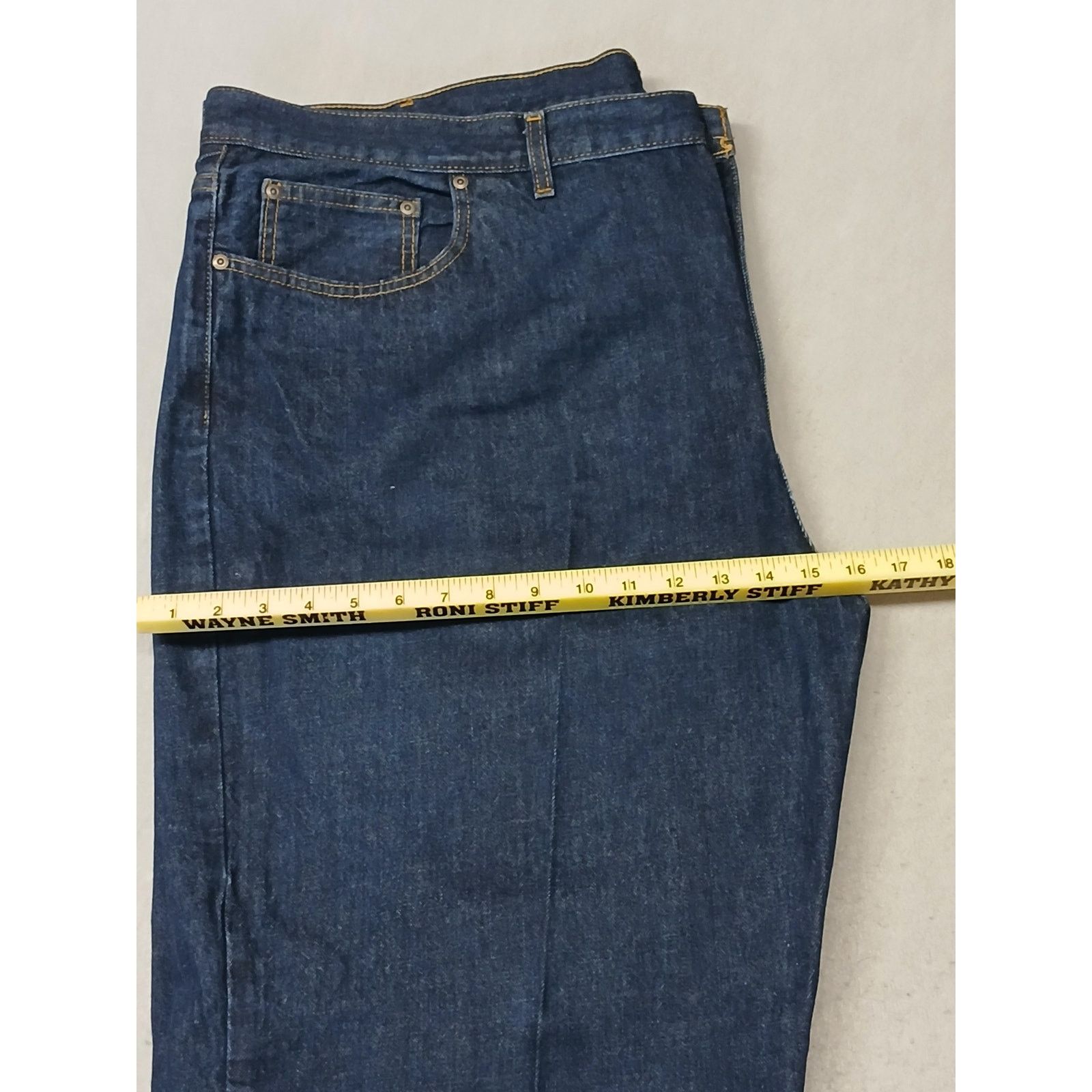 George George (50x30) Men's Straight Leg Relaxed Blue Denim Jeans Size US 34 / EU 50 - 6 Thumbnail