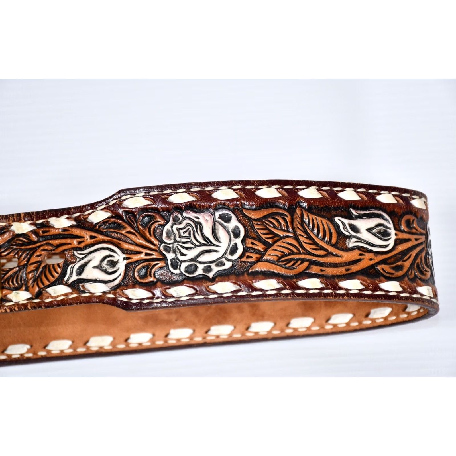 Vintage Brazos Joe Belts Belt Mens Leather Floral 36 Brown Modern Vintage? (removed ambiguous) Size 36 - 6 Thumbnail