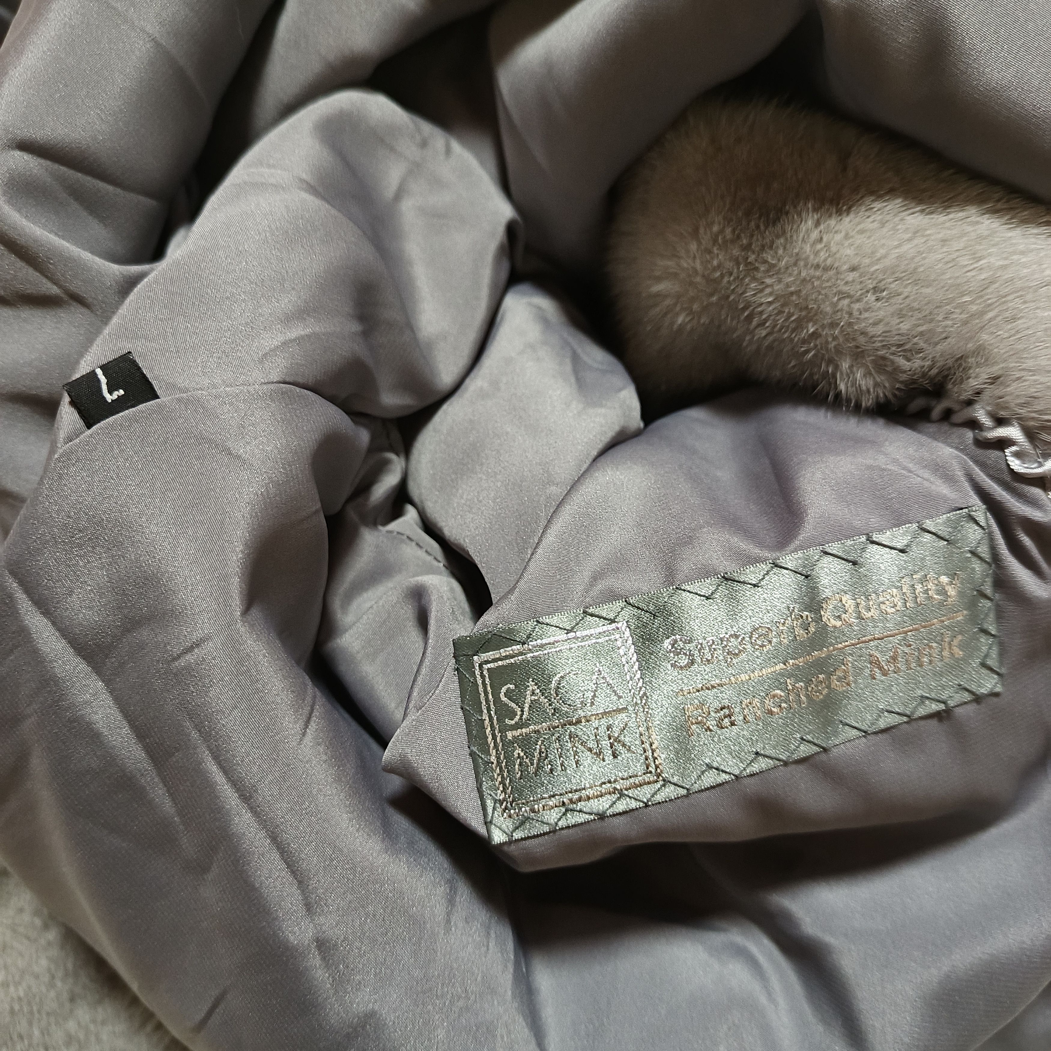 Sagafurs Saga Furs Silver Mink Fur Coat Jacket Size L / US 10 / IT 46 - 4 Thumbnail