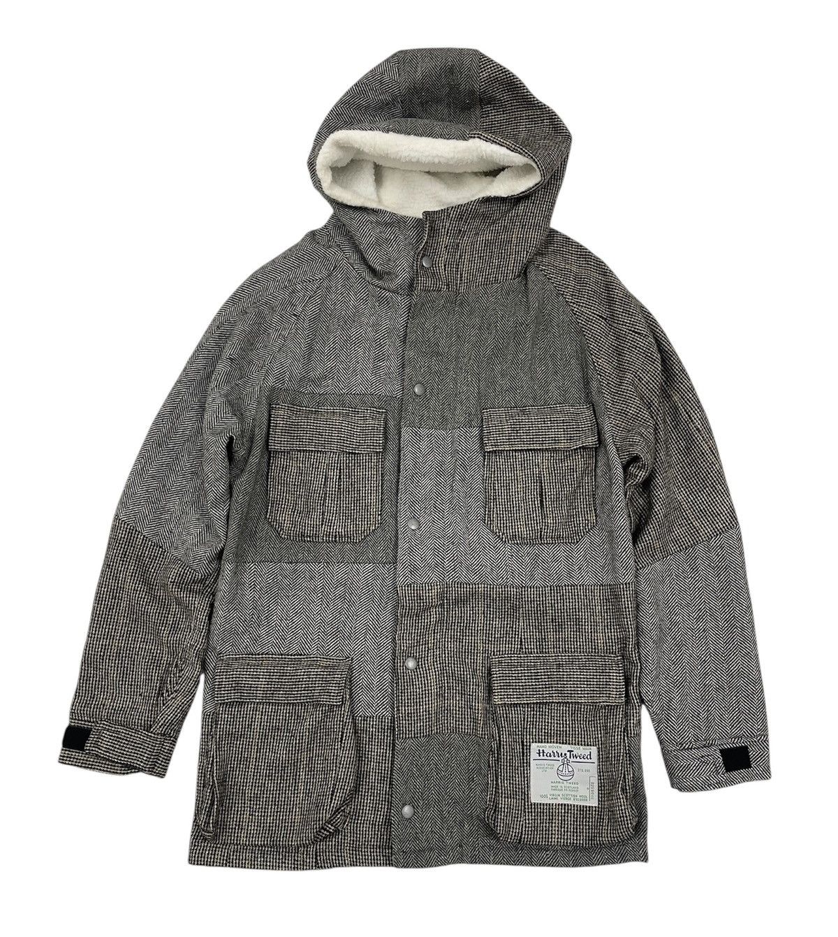 Harris Tweed Harris Tweed KMK 1998 UK Wear Patches Jacket Coat Hooded Size US L / EU 52-54 / 3 - 1 Thumbnail
