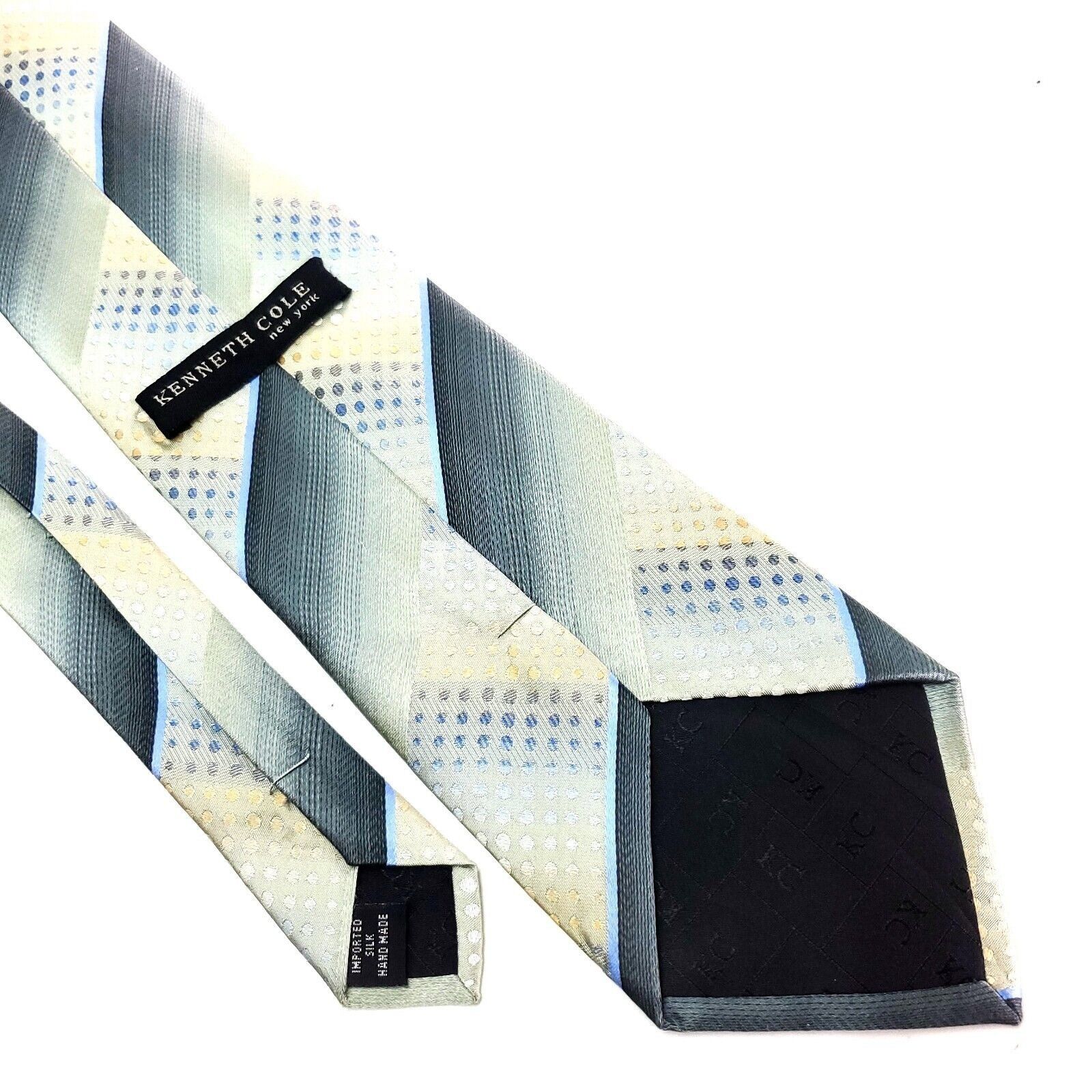 Kenneth Cole Kenneth Cole New York Silk Tie Blue Yellow Wide Woven Abstra Size ONE SIZE - 5 Thumbnail