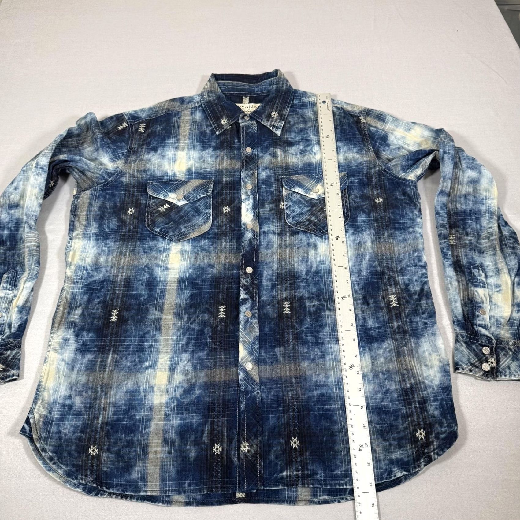 Vintage Ryan Michael Shirt Mens L Blue Plaid Western Pearl Snap Western Cowboy Work Button-Up Size US L / EU 52-54 / 3 - 7 Thumbnail