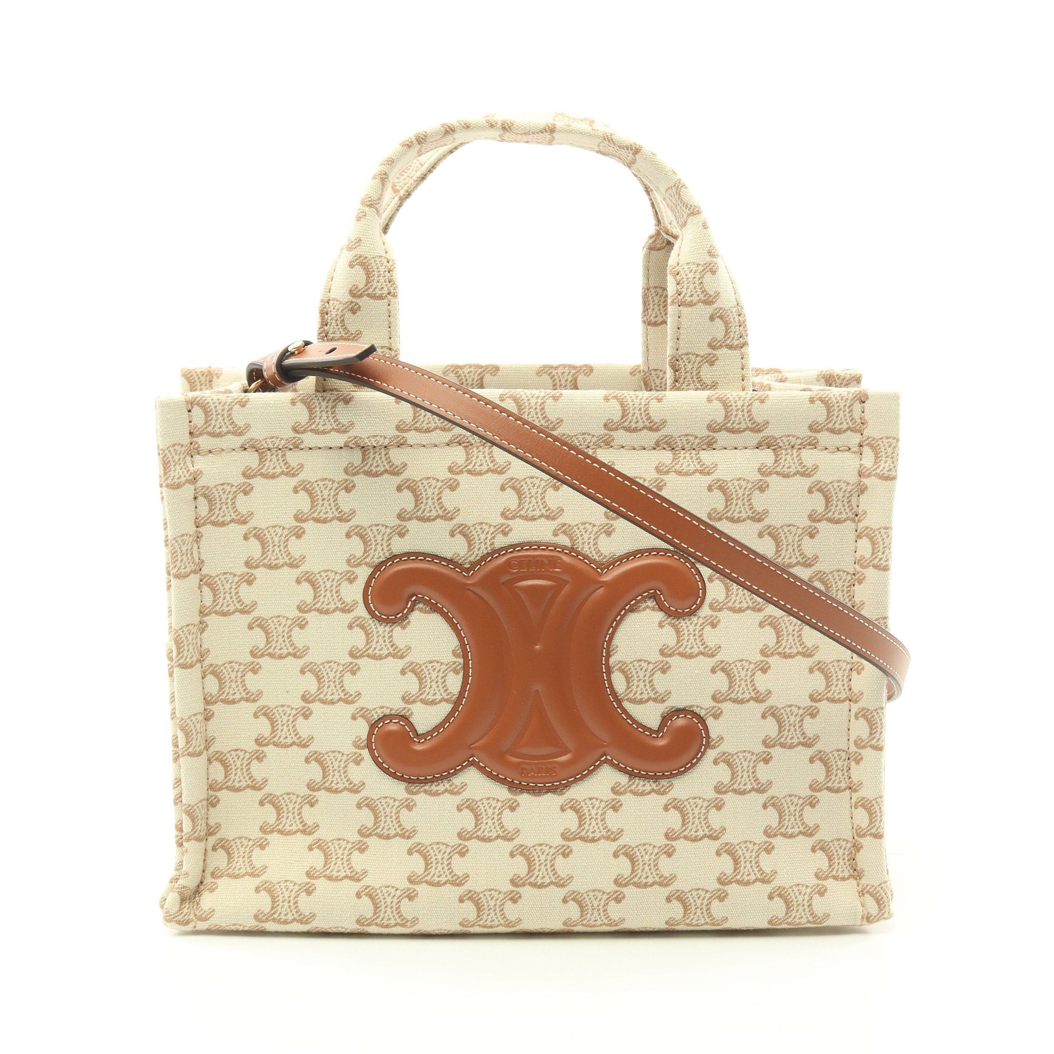 Celine Celine Small Cabas Hippopotamus Thais Handbag Tote Bag Canvas Leather Beige Brown Size ONE SIZE - 1 Thumbnail