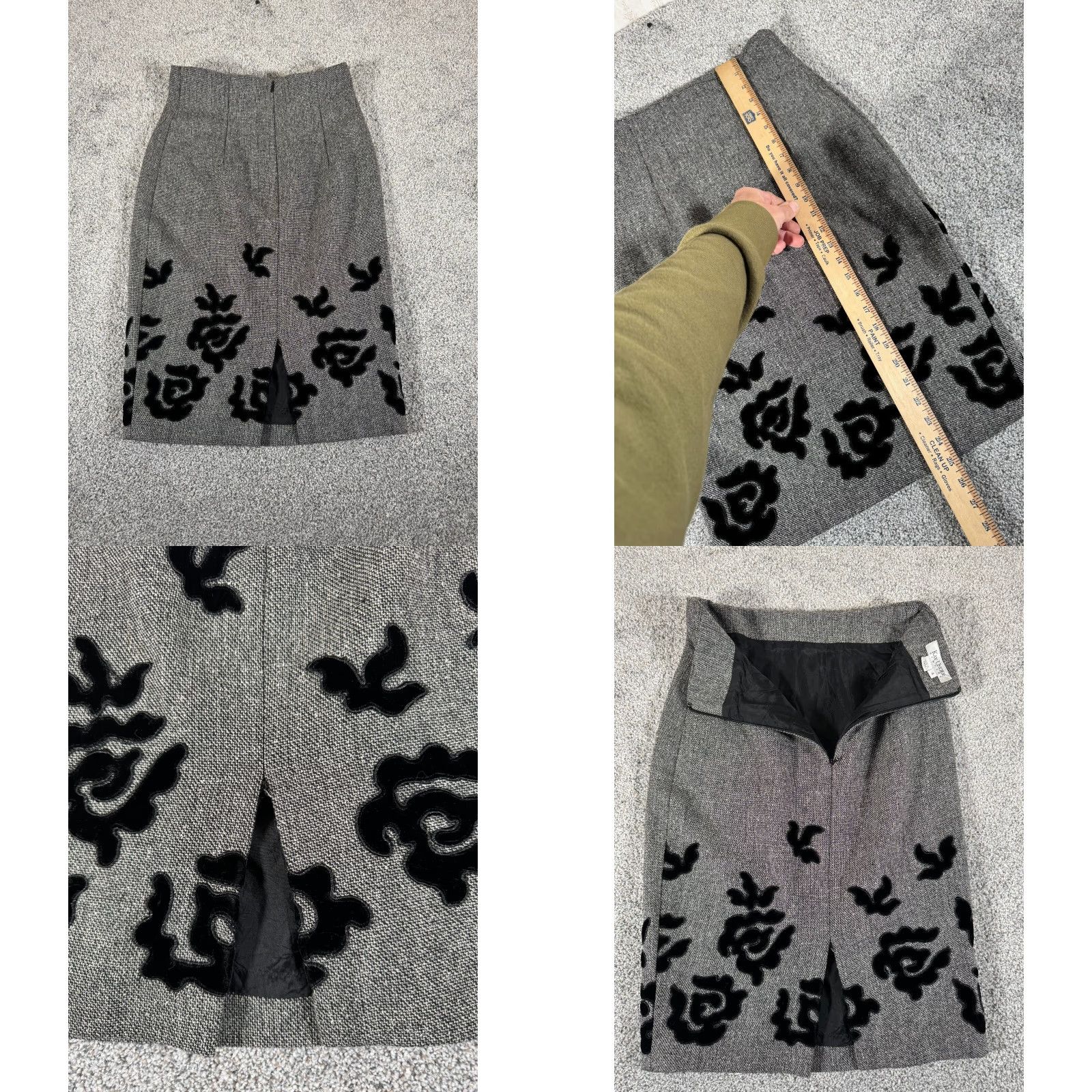 Vintage VINTAGE Kay Unger New York Skirt Size 4 Floral Velvet Applique Pencil Midi 90s Y2K Womens Size 27" / US 4 / IT 40 - 8 Thumbnail