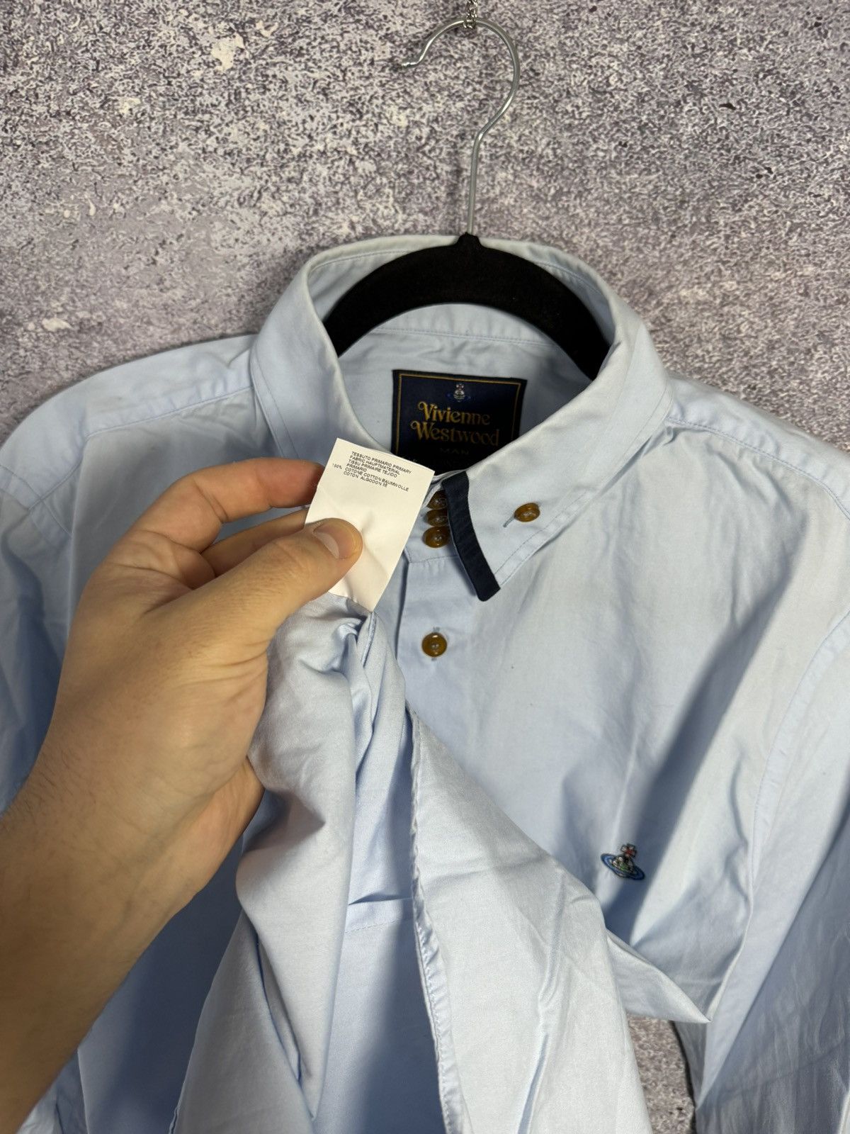 Vintage × Vivienne Westwood Blue Vivienne Westwood 3 Button Krall Shirt Orb Embroidery Size US XL / EU 56 / 4 - 14 Thumbnail