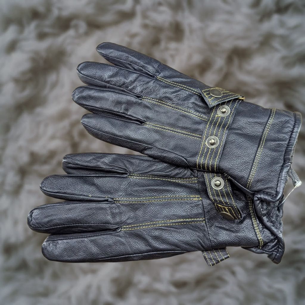 Vintage Genuine Leather Mens Gloves Size S Black Lined Warm Thermal Winter Dressmann Glove Mens Winter Warm Leather Gloves S Black Lined Size ONE SIZE - 1 Thumbnail