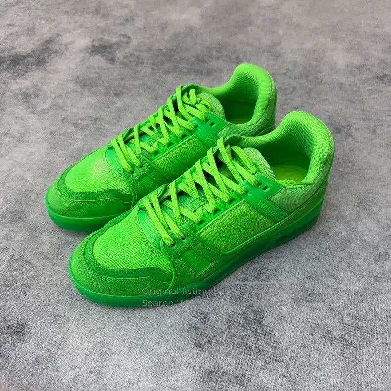 Louis Vuitton Louis Vuitton Trainer Monogram Denim Fluorescent Green sho Size US 7.5 / EU 40-41 - 1 Thumbnail