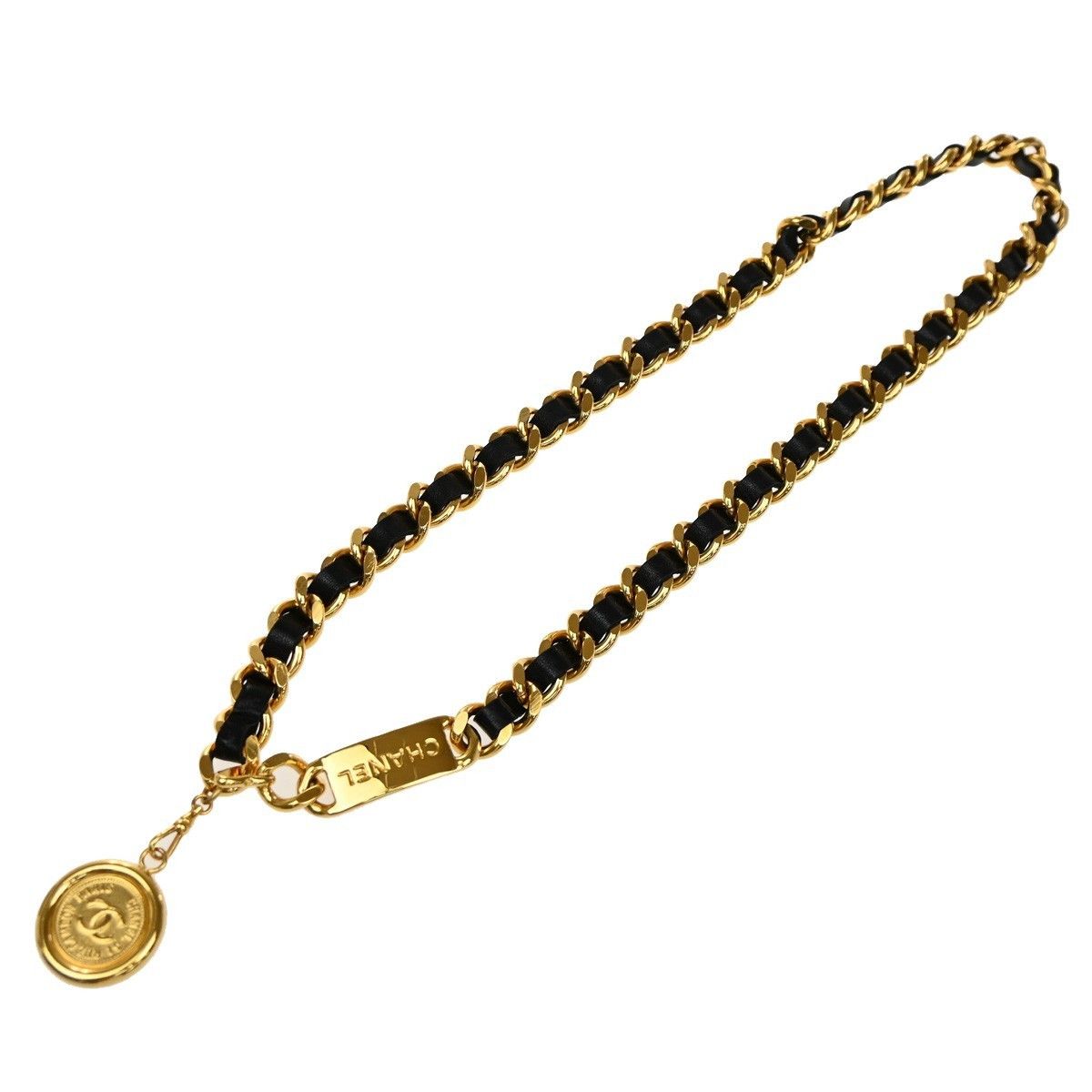Chanel Chanel Vintage Medallion Chain Belt Metal and Leather Size ONE SIZE - 1 Thumbnail